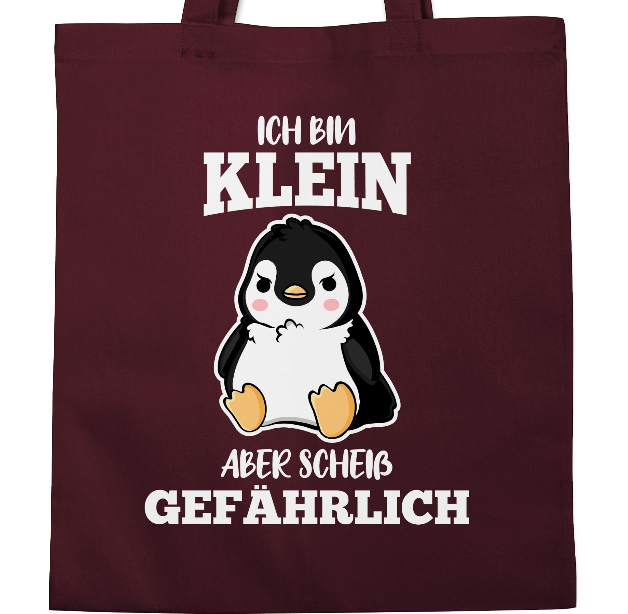 Shirtracer Umhängetasche Ich bin klein aber scheiß gefährlich Pinguin weiß, Sprüche Statement mit Spruch