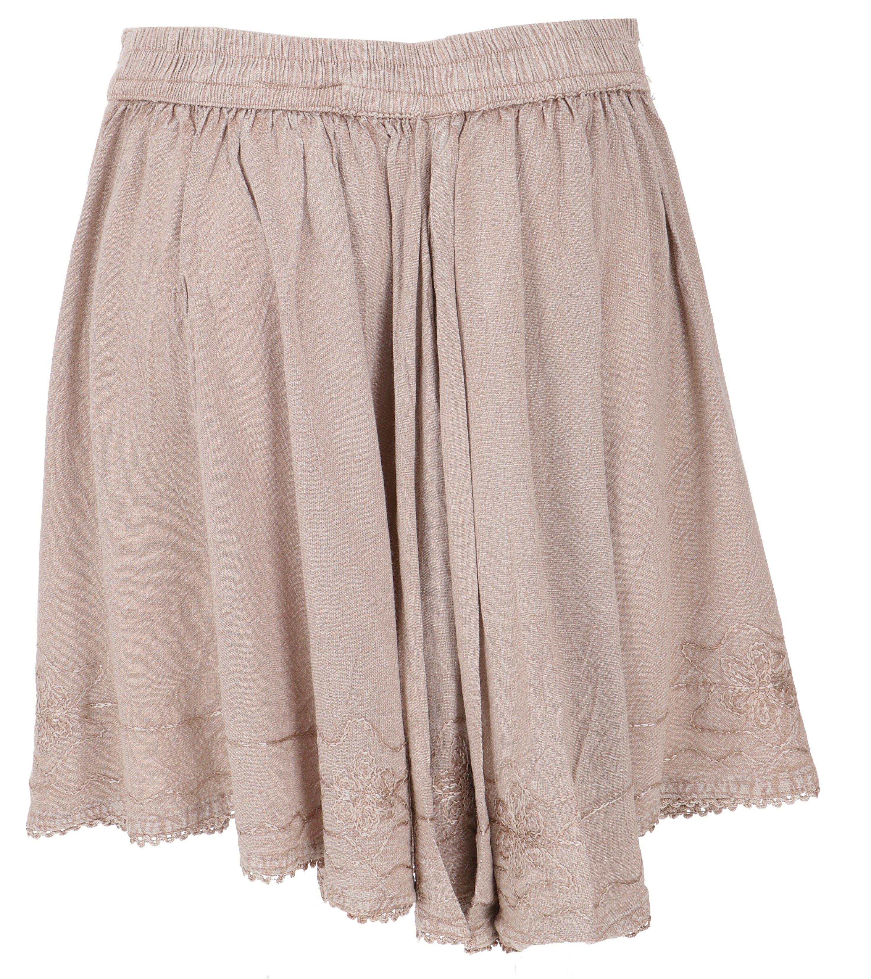 Guru-Shop Minirock Bestickter Boho Minirock - beige alternative Bekleidung – Bild 4 von 5