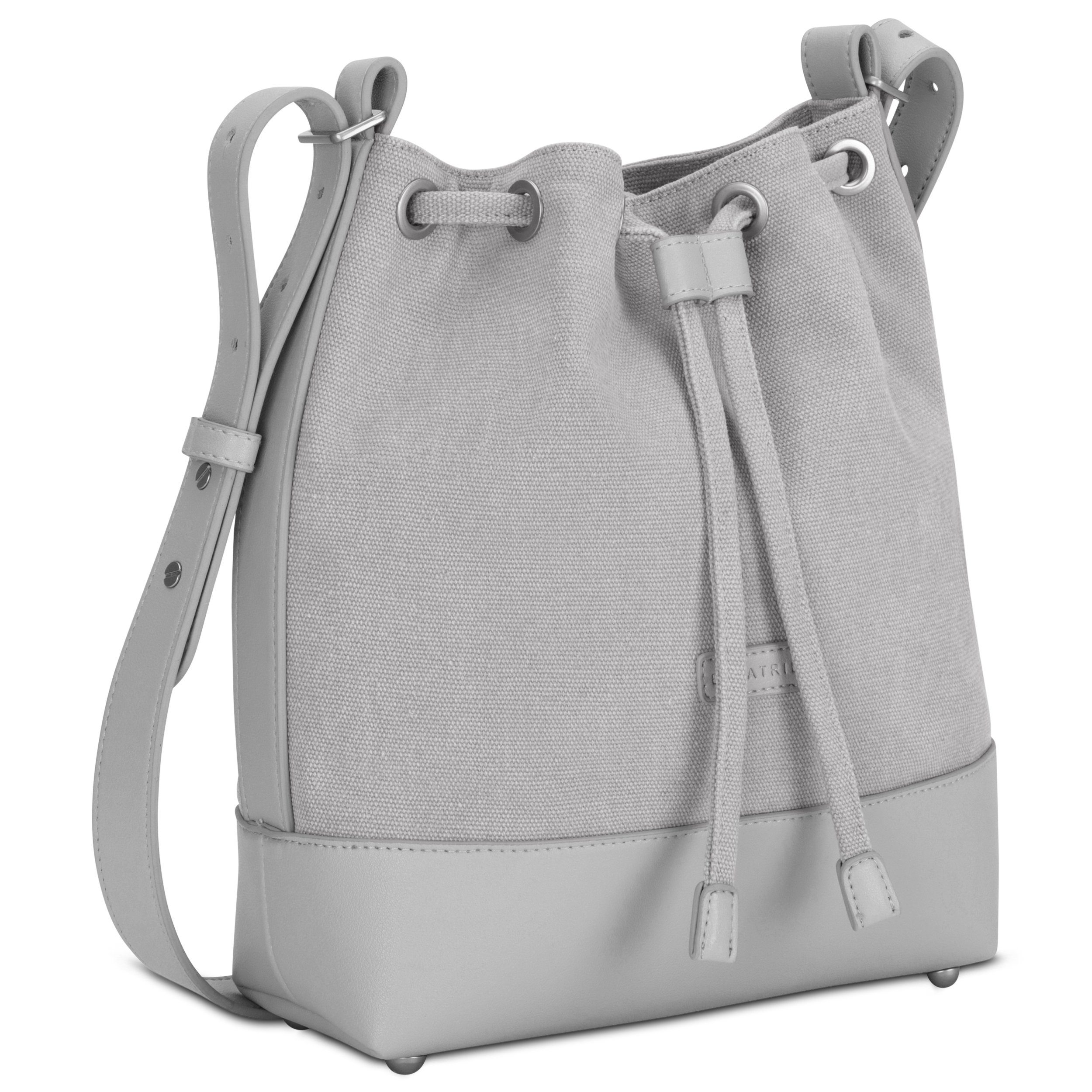 Expatrié Handtasche Lily Beuteltasche Damen, Elegante Handtasche, Aus Baumwoll-Canvas und Veganem Kunstleder, Verstellbarer Schultergurt