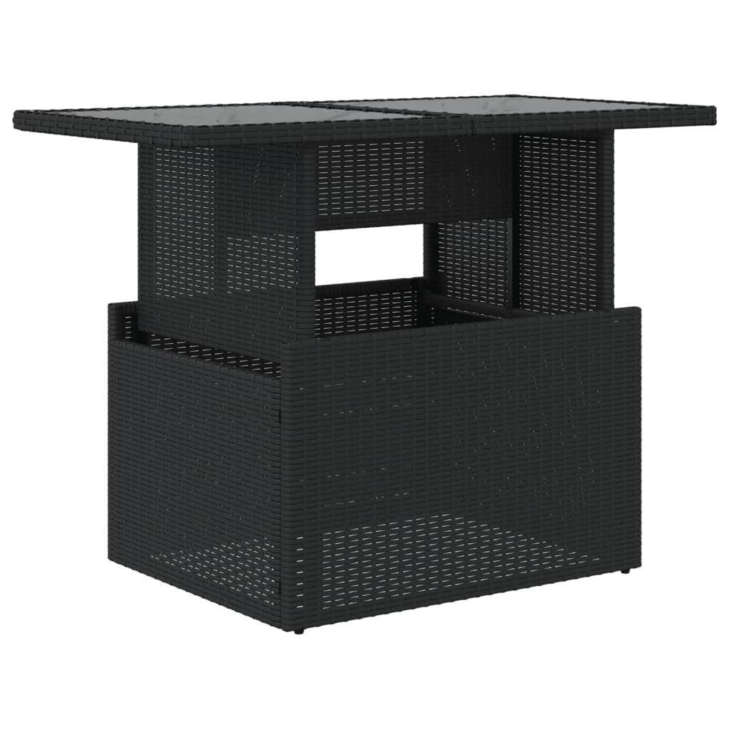 vidaXL Gartentisch NA Gartentisch mit Glasplatte Schwarz 100x55x73 cm Polyrattan Esstisch