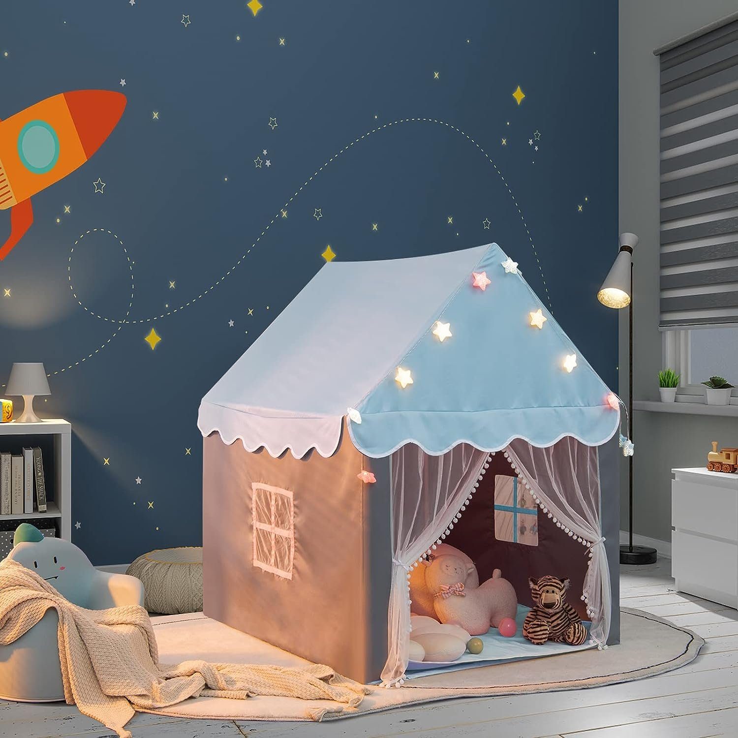 KOMFOTTEU Spielzelt Kinderhauszelt mit Netzfenster, für günstig online kaufen
