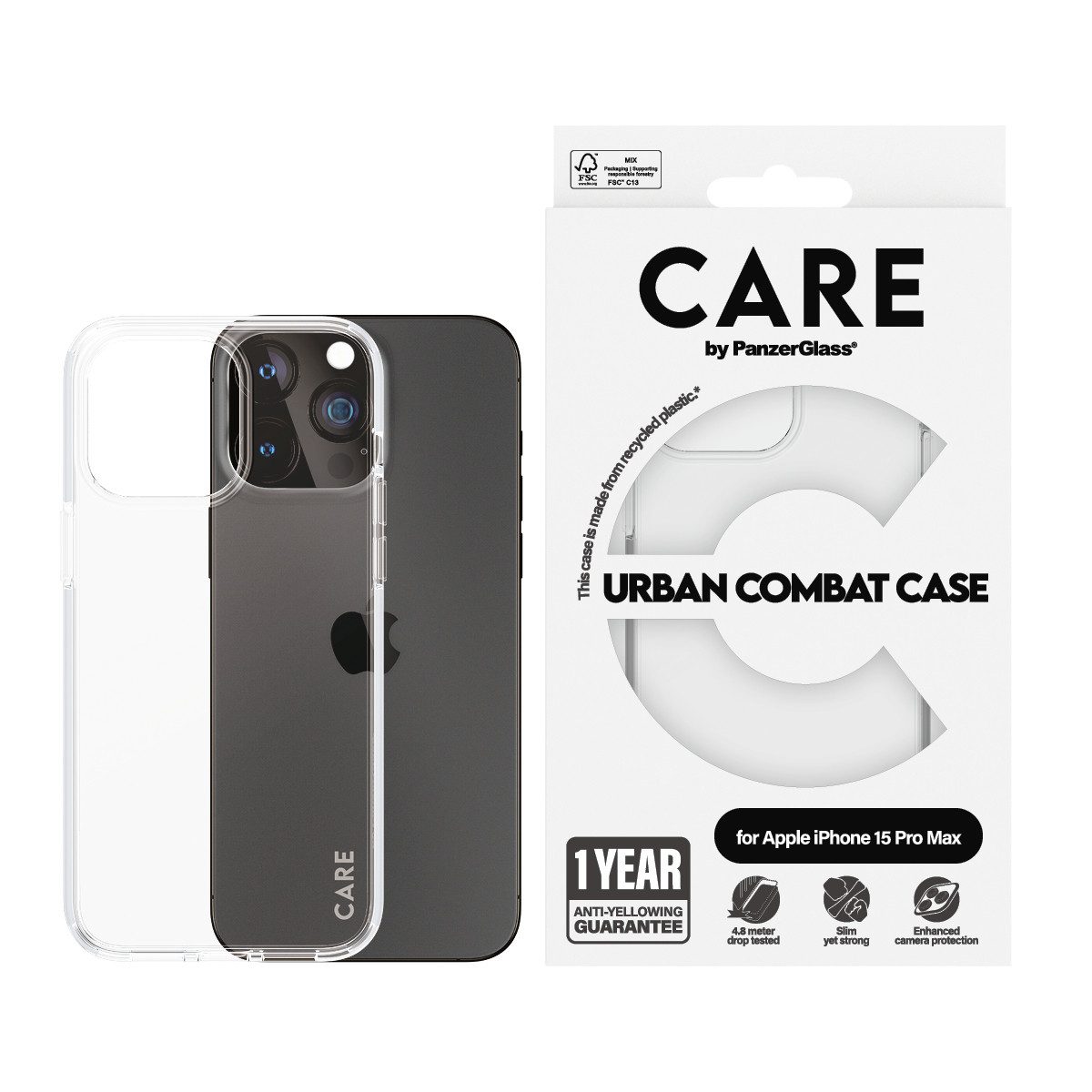 CARE by PanzerGlass Handyhülle Urban Combat Case für Apple iPhone 15 Pro Max, Backcover, Schutzhülle, Handyschutzhülle, Case, Schutzcase, stoßfest
