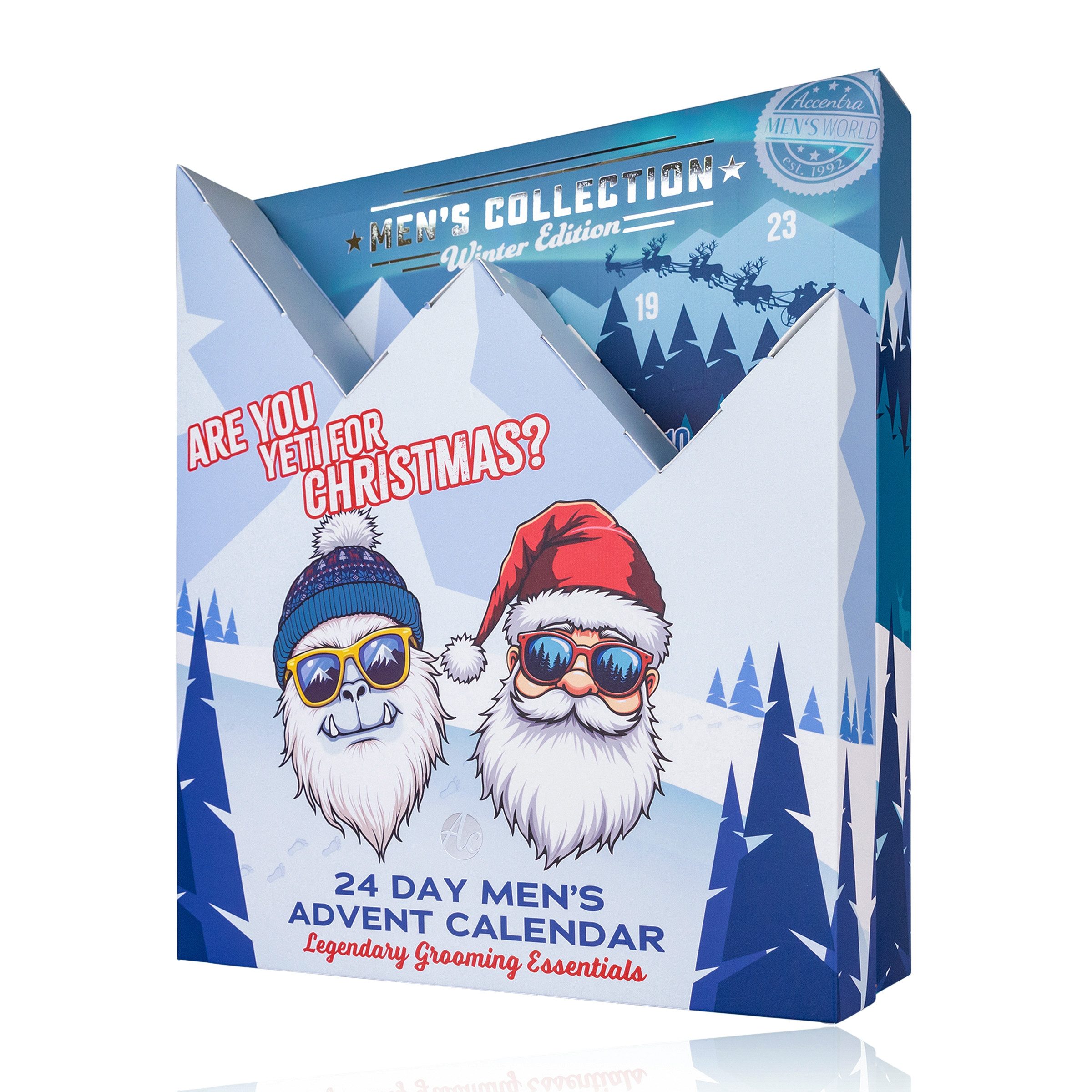 ACCENTRA Adventskalender Adventskalender MEN'S COLLECTION WINTER EDITION in aufklappbarer Box, Praktische Aufhängung oder als Dekoration auf Tisch/Regal
