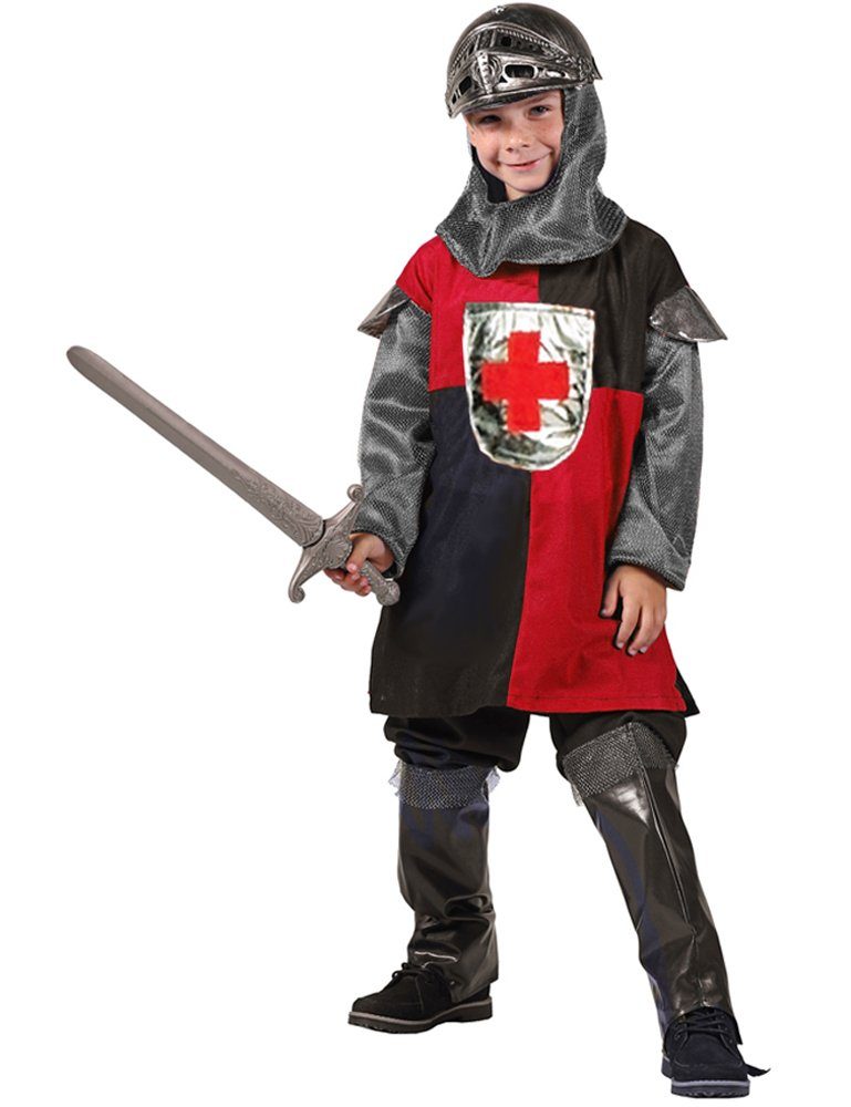 thetru Ritter-Kostüm Kreuzritter "Galahad" für Kinder - Rot Schwarz,  Kostümset
