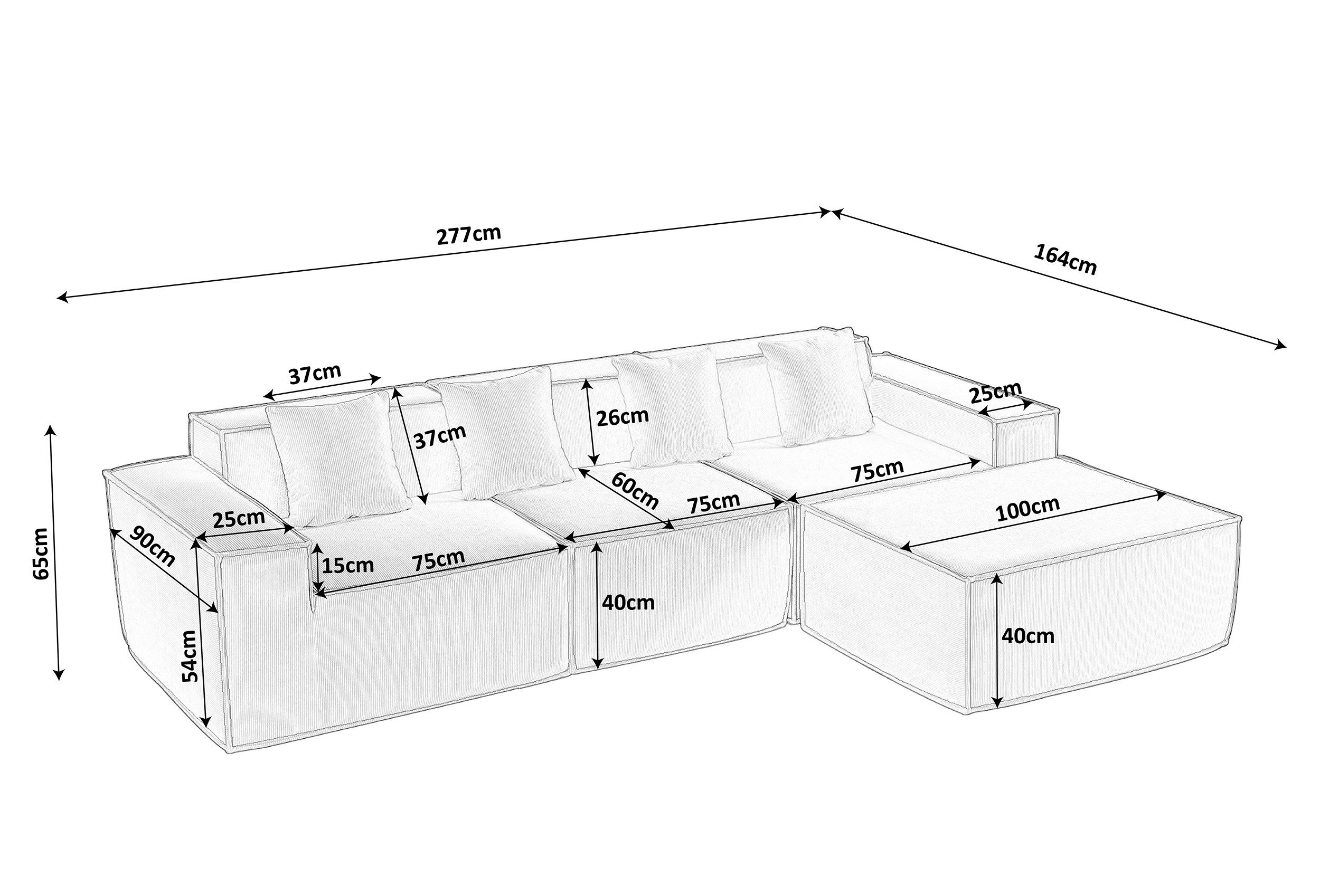Fanttik Ecksofa Schlafsofa L-Form, inkl. 4 günstig online kaufen