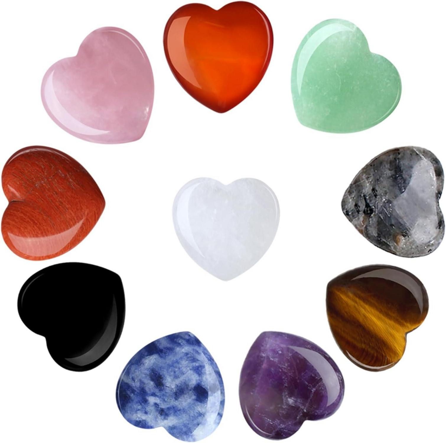 Edelstein 10 Stück Herz Kristall Edelsteine Naturstein Chakra Reiki