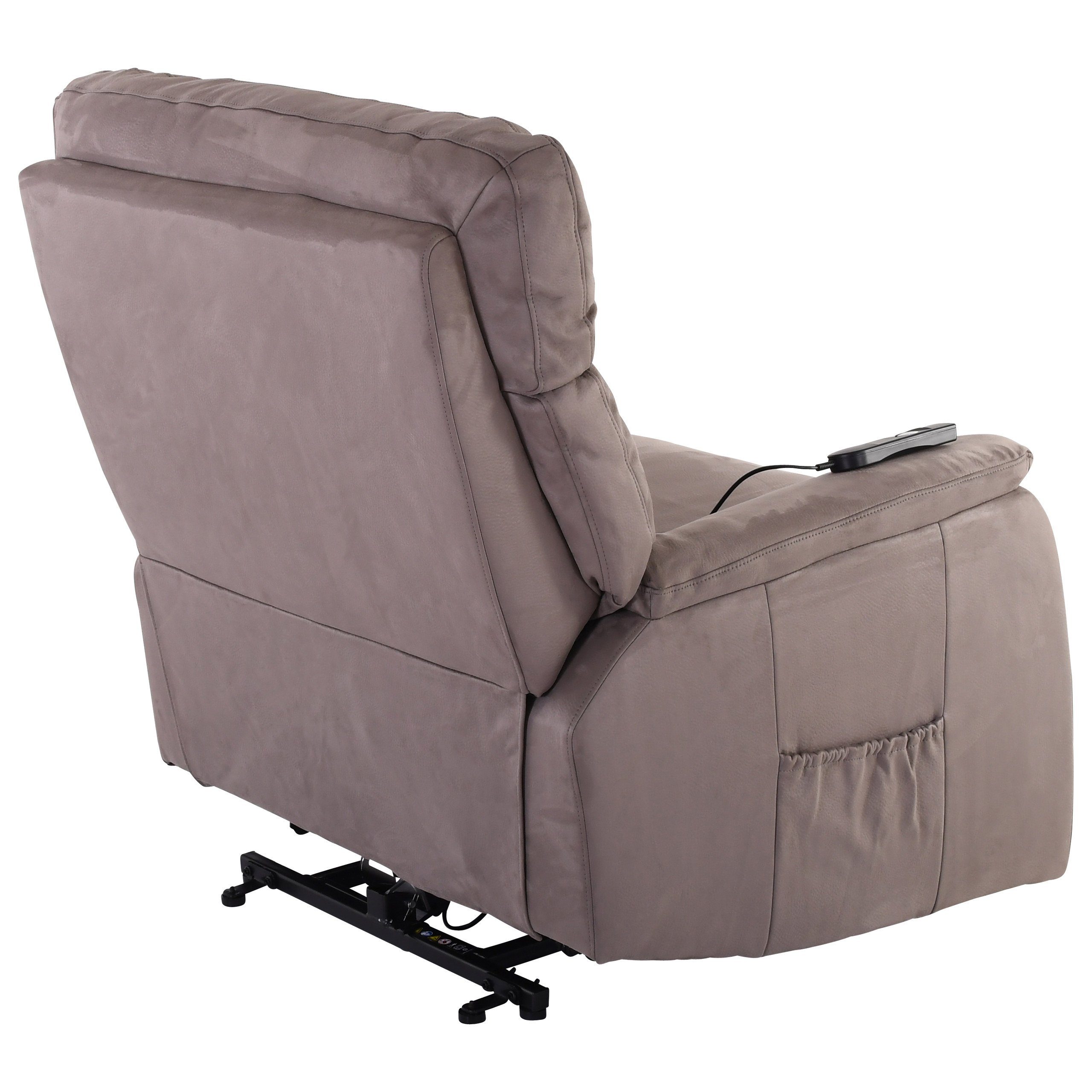 Raburg XXL-Sessel TV-Sessel SAMSON XXL in GRAU-BRAUN, belastbar bis 200 kg,  mit Aufstehhilfe, extra breit, fester & extra stabiler Stoff, elektrisch  mit einem Motor, extra sicherer Stand - der Fernsehsessel ist konzipiert