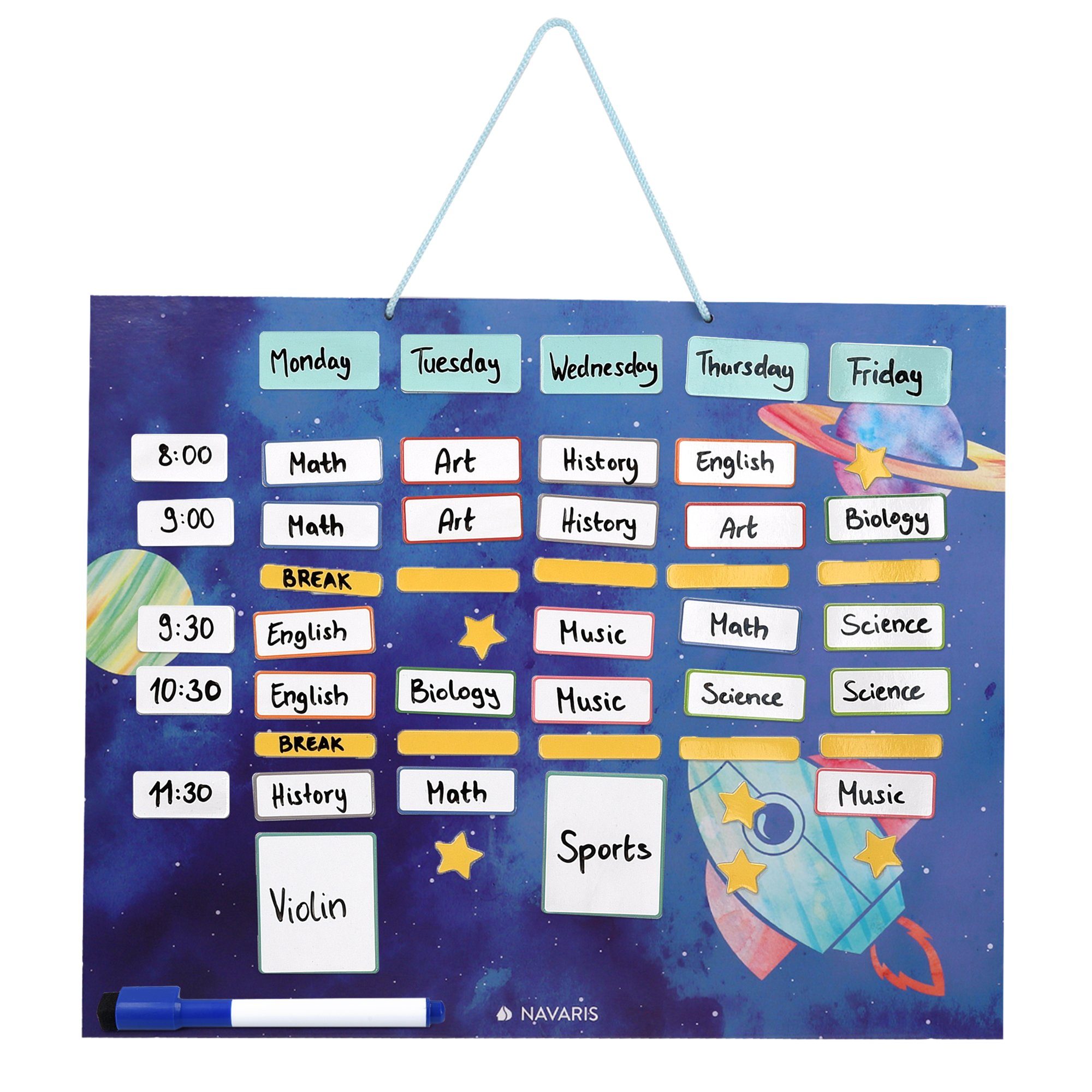 Tafel Magnetischer Wochenplan, 40x32cm, mit 115 Magneten und Stift
