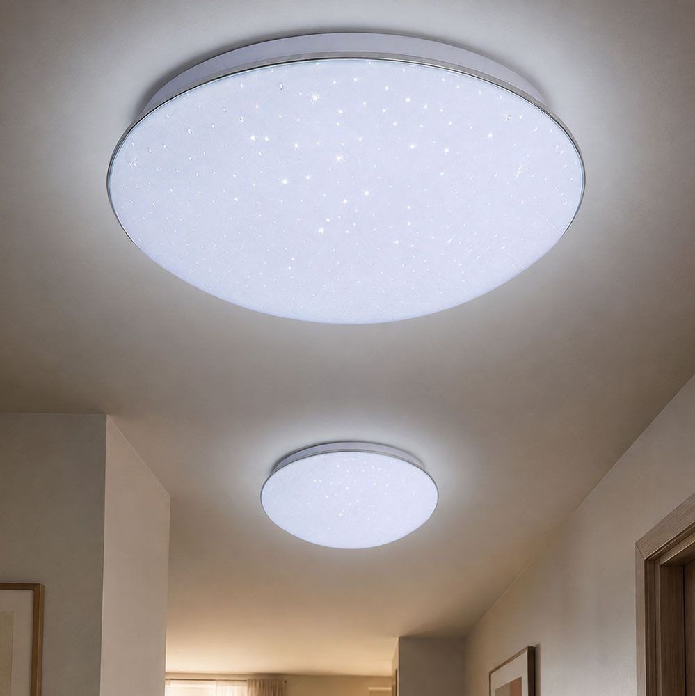 V-TAC LED Deckenleuchte, LED-Leuchtmittel fest verbaut, Kaltweiß, 2x LED Deckenleuchte Deckenlampe Weiß Sternenhimmel Effekt D 26 cm