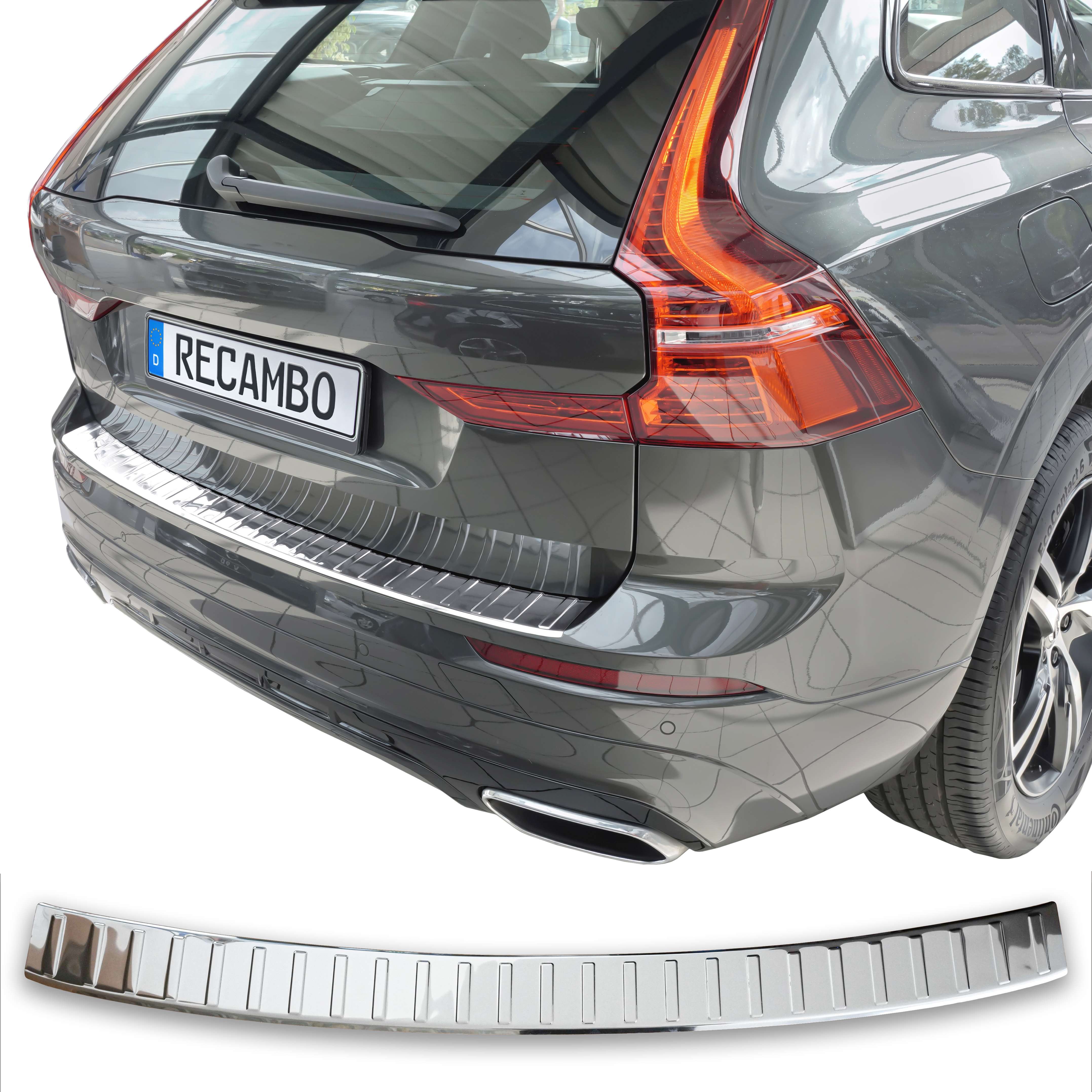 RECAMBO Ladekantenschutz für Volvo XC60 II, BJ ab 2017> Stoßstangenschutz, V2A rostfrei, Exklusive Optik, praktischer Schutz & perfekte Passform