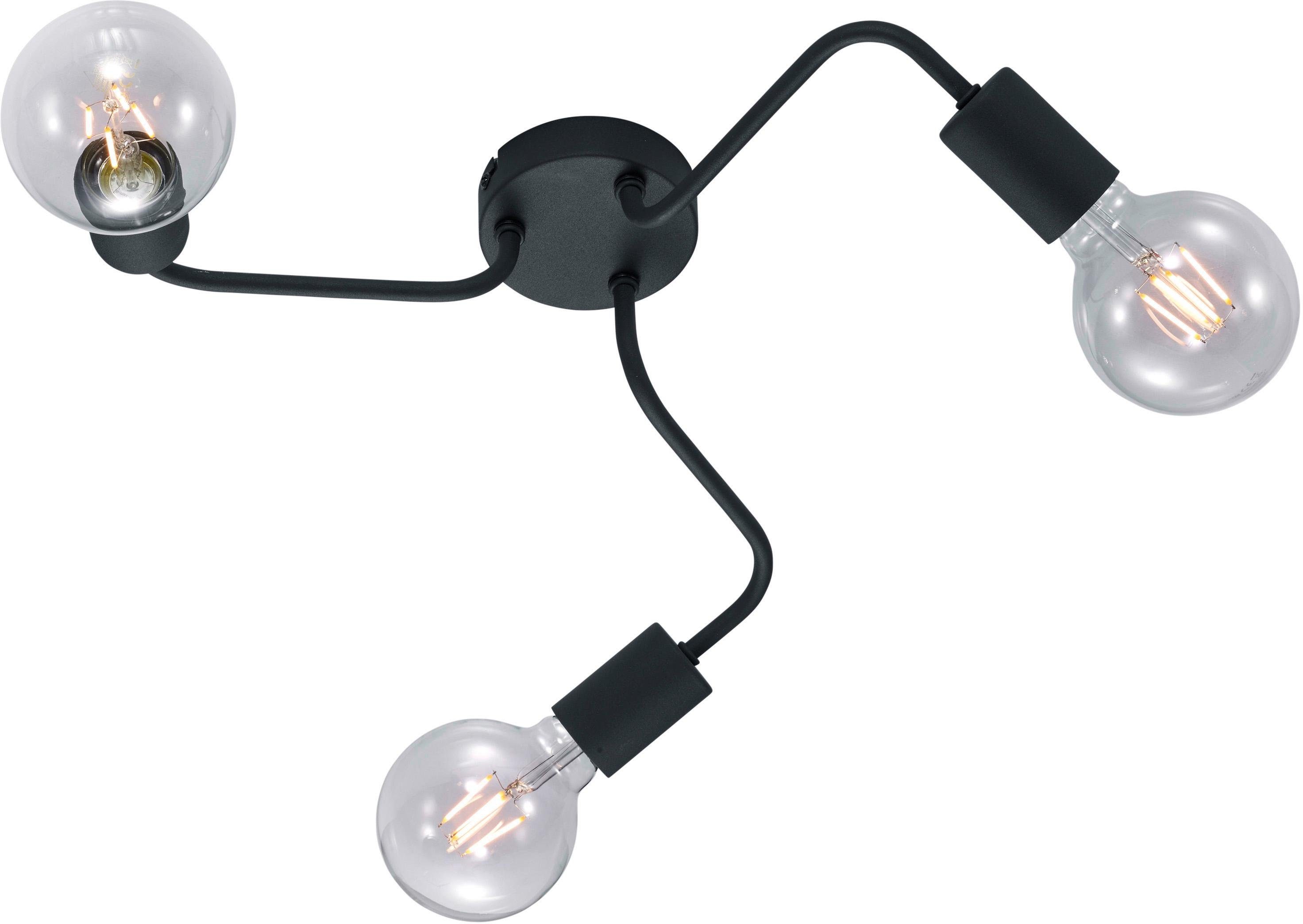 Leuchten schwarz E27, TRIO Diallo, Leuchtmittel, modernes Design Deckenleuchte Leuchtmittel 3-flammig, exkl Deckenlampe ohne