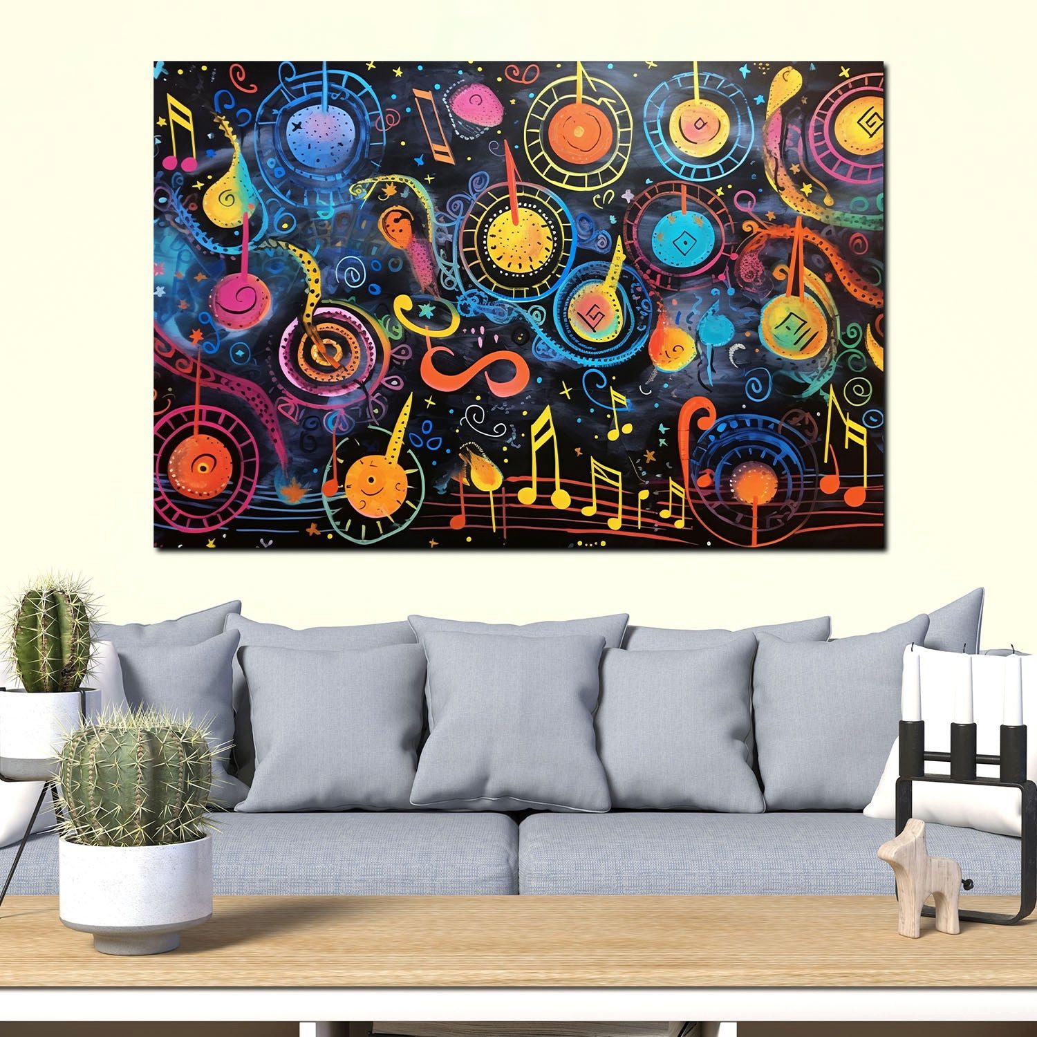 Artedinoi Leinwandbild Musik Musiknoten Wandbild Leinwandbild abstrakt Kunstdruck XL Wanddeko