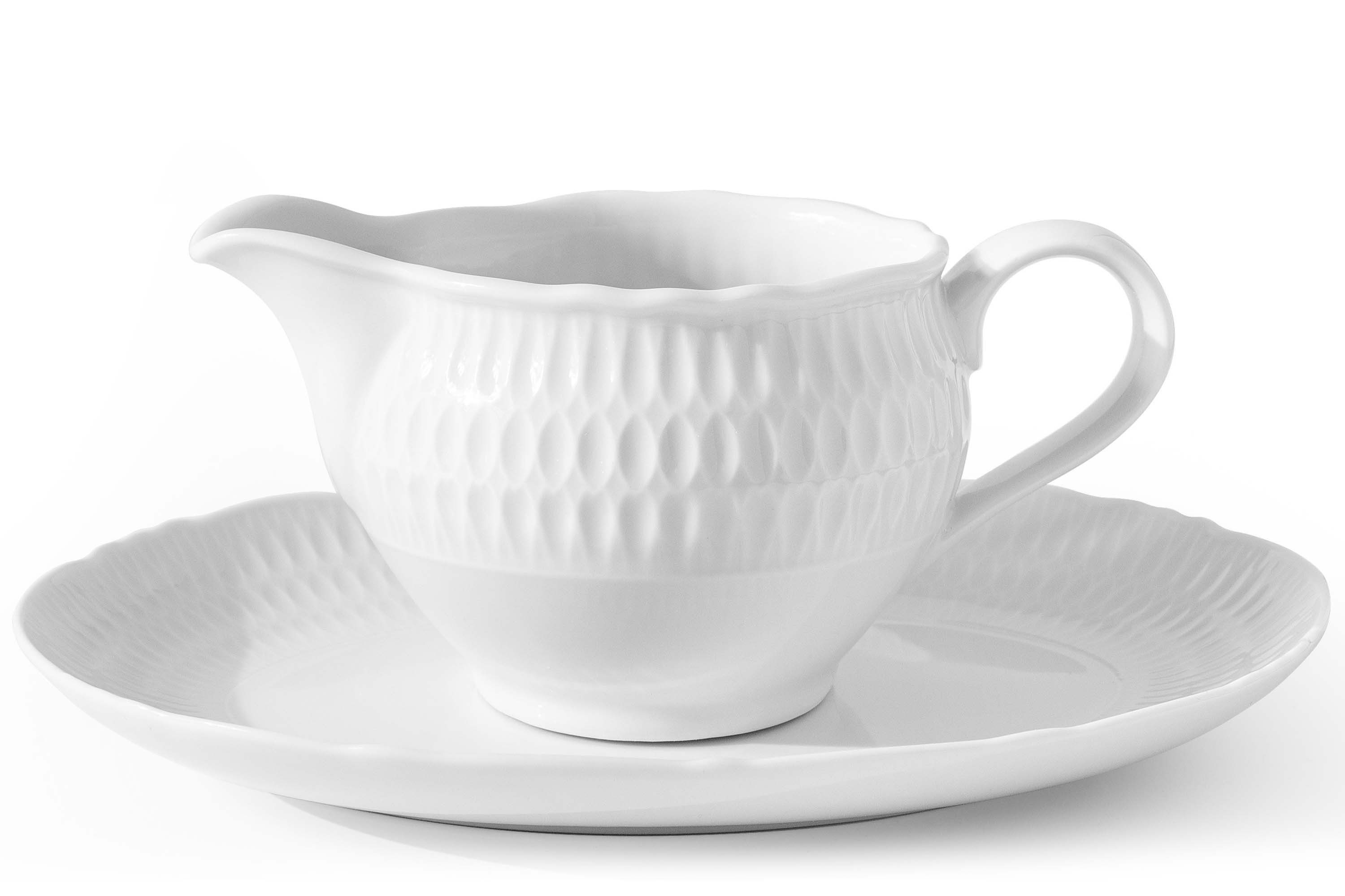 KONSIMO® Sauciere CMIELOW SOFIA Sauciere mit Untertasse, elegante Verzierung, Porzellan, mit Henkel, Hochwertiges Premium-Porzellan, hangefertigt