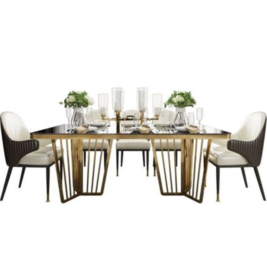 JVmoebel Esstisch, Design Modern Esstisch Tisch Holz mit Edelstahl Tische