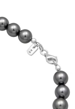 Kuzzoi Silberkette Herren Perlenkette synthetische Perlen 925 Silber