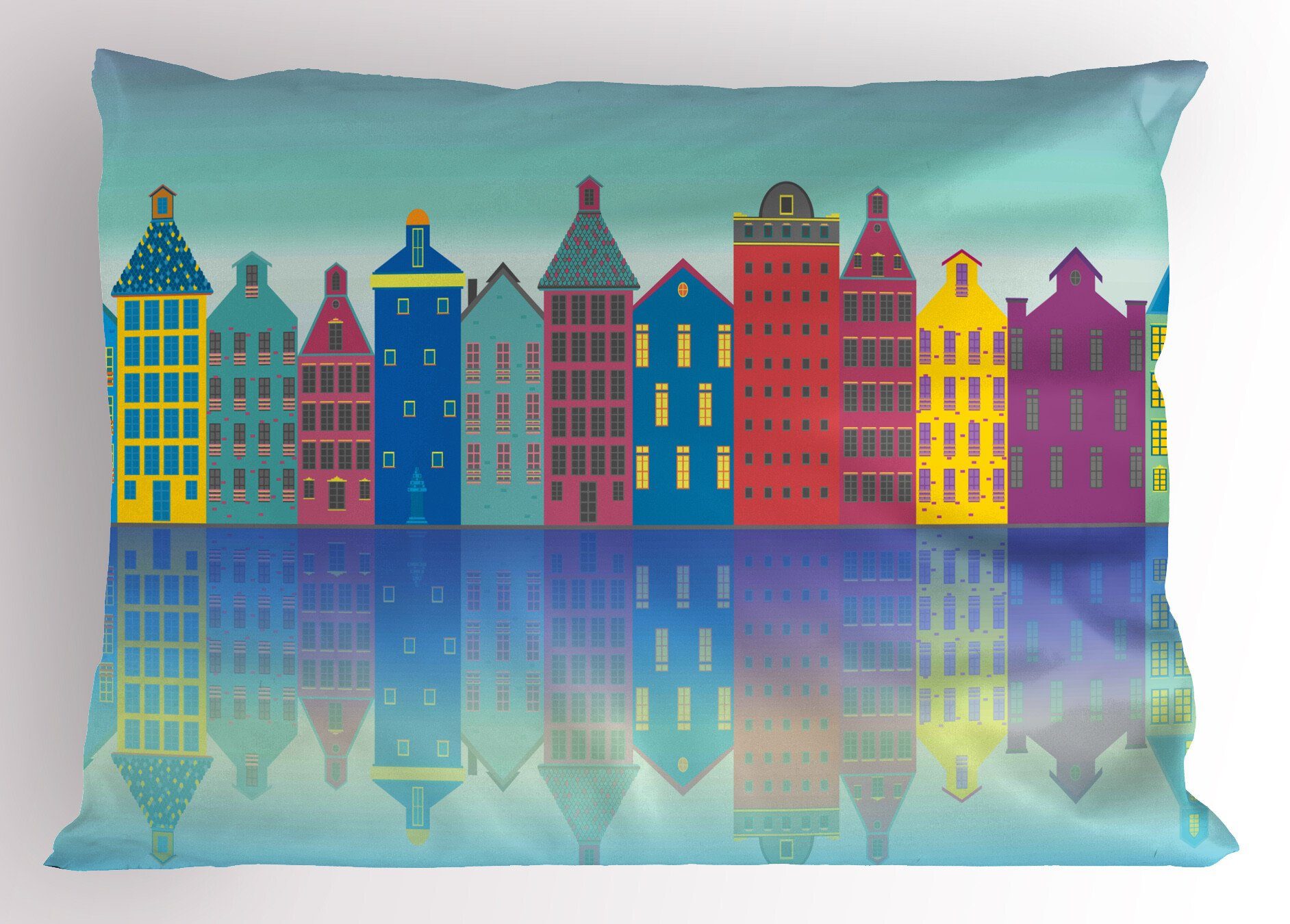 Kissenbezüge Dekorativer Standard King Size Gedruckter Kissenbezug, Abakuhaus (1 Stück), Amsterdam Futuristisch städtischen Elemente