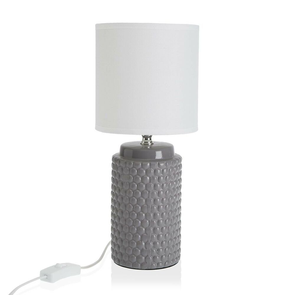 Bigbuy Schreibtischlampe Tischlampe Grau aus Keramik 14,5 x 35 x 14,5 cm