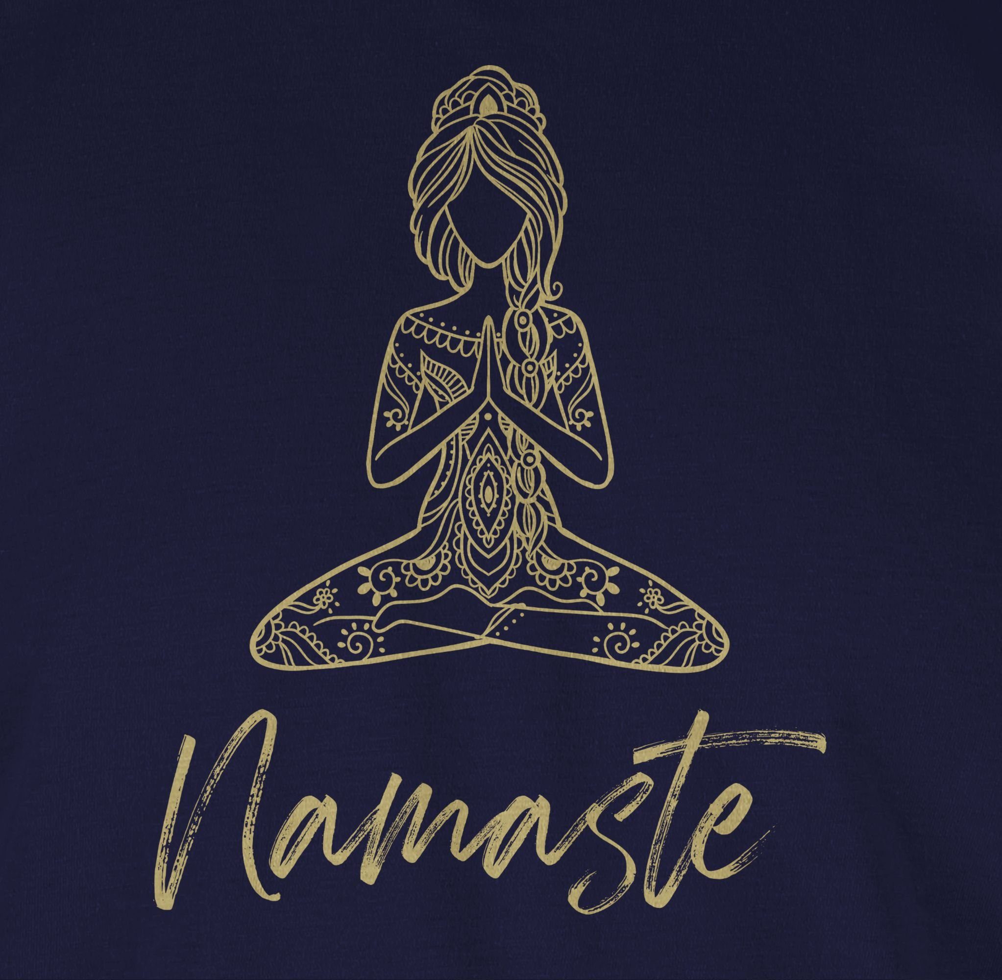 Shirtracer Rundhalsshirt Namaste Mandala Blau 3 Navy Yoga Yoga Meditation