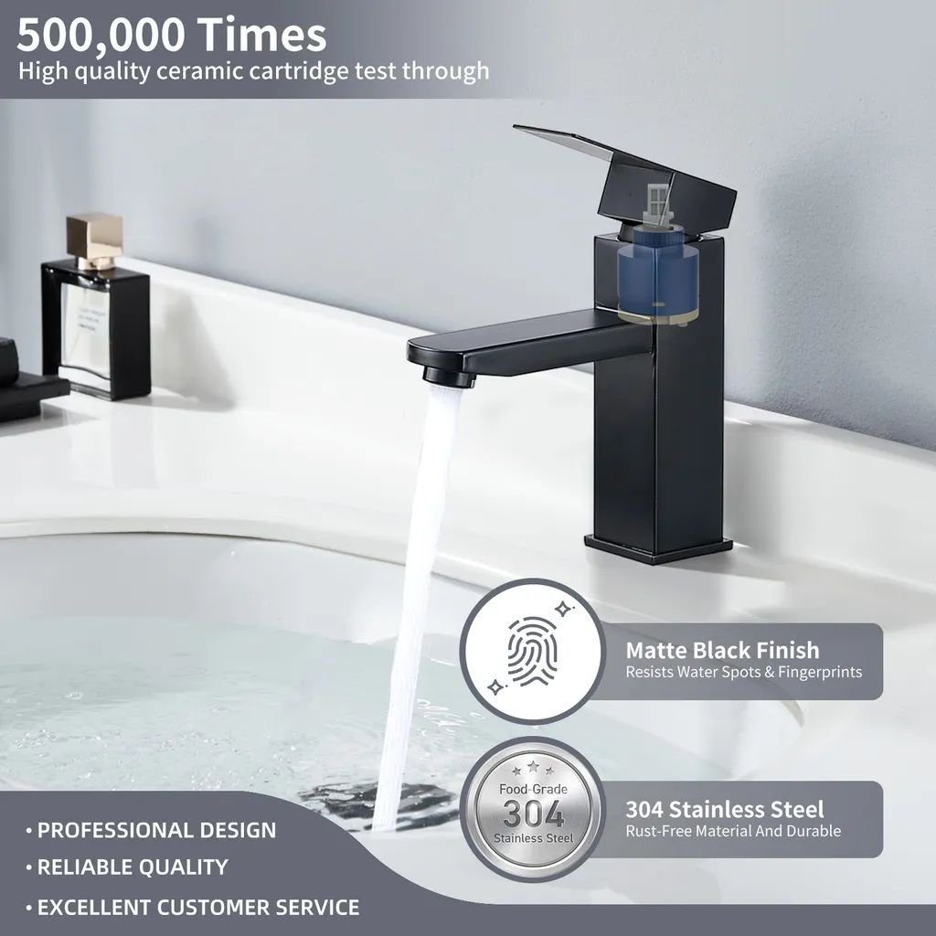 Einhebelmischer Waschtischarmatur Wasserfall Waschtischarmatur Warmwasser Bad schwarz Wasserhahn Mischbatterie Lamon Kaltwasser