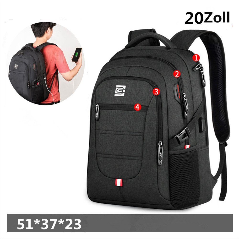 XDeer Businesstasche Groß Laptoprucksack Herren Damen mit USB-Ladeanschluss,18/20 Zoll, -wasserfester Backpack Notebook Rucksack Anti Diebstahl Schulrucksack