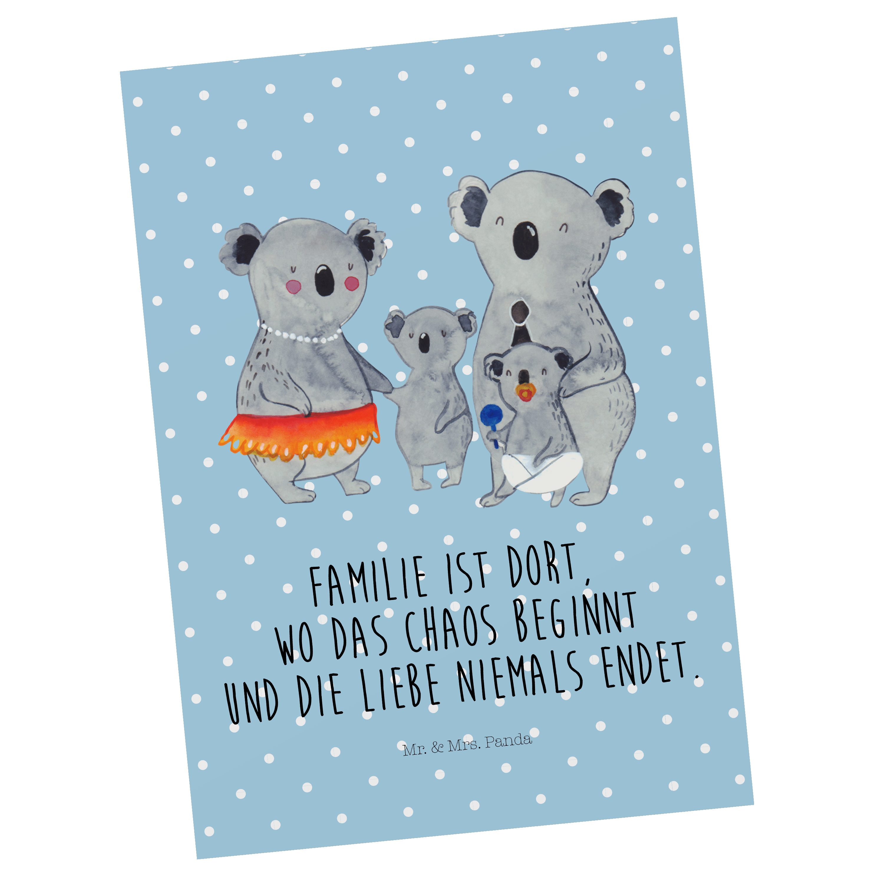 Blau Koala Geschenk, Panda Bruder Mrs. - Postkarte - Familie & Mr. Ansichtskarte, Pastell Mama,