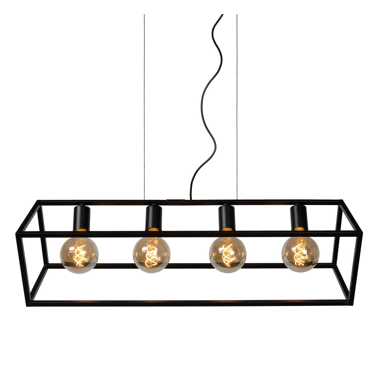 Licht-Erlebnisse Pendelleuchte NAVIR, ohne Leuchtmittel, Metall E27 H: max. 161 cm Schwarz 4-flammig länglich Retro