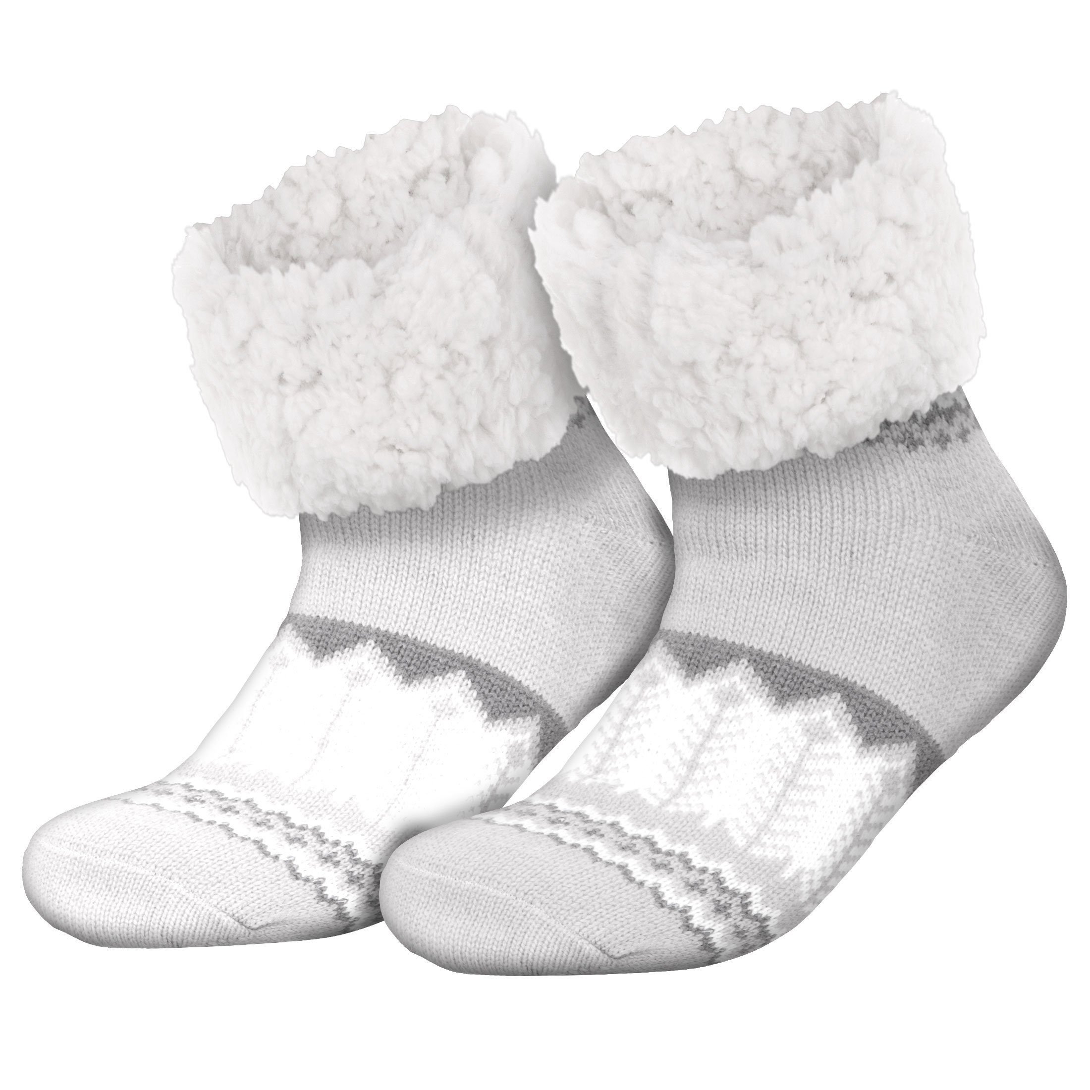 Rentiere Socken Sohle Paar (1-Paar) Einheitsgröße 1 Rutsch Kuschelsocken Damen grau Noppensocken Herren compagno Anti Kuschelsocken Wintersocken