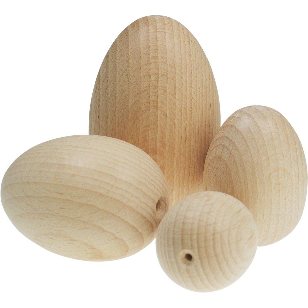 Meyercordt GmbH Osterei Rohholzeier für Ostern, 25x30mm, natur halbgebohrt (2,5mm) (49 St), 49 Stck.