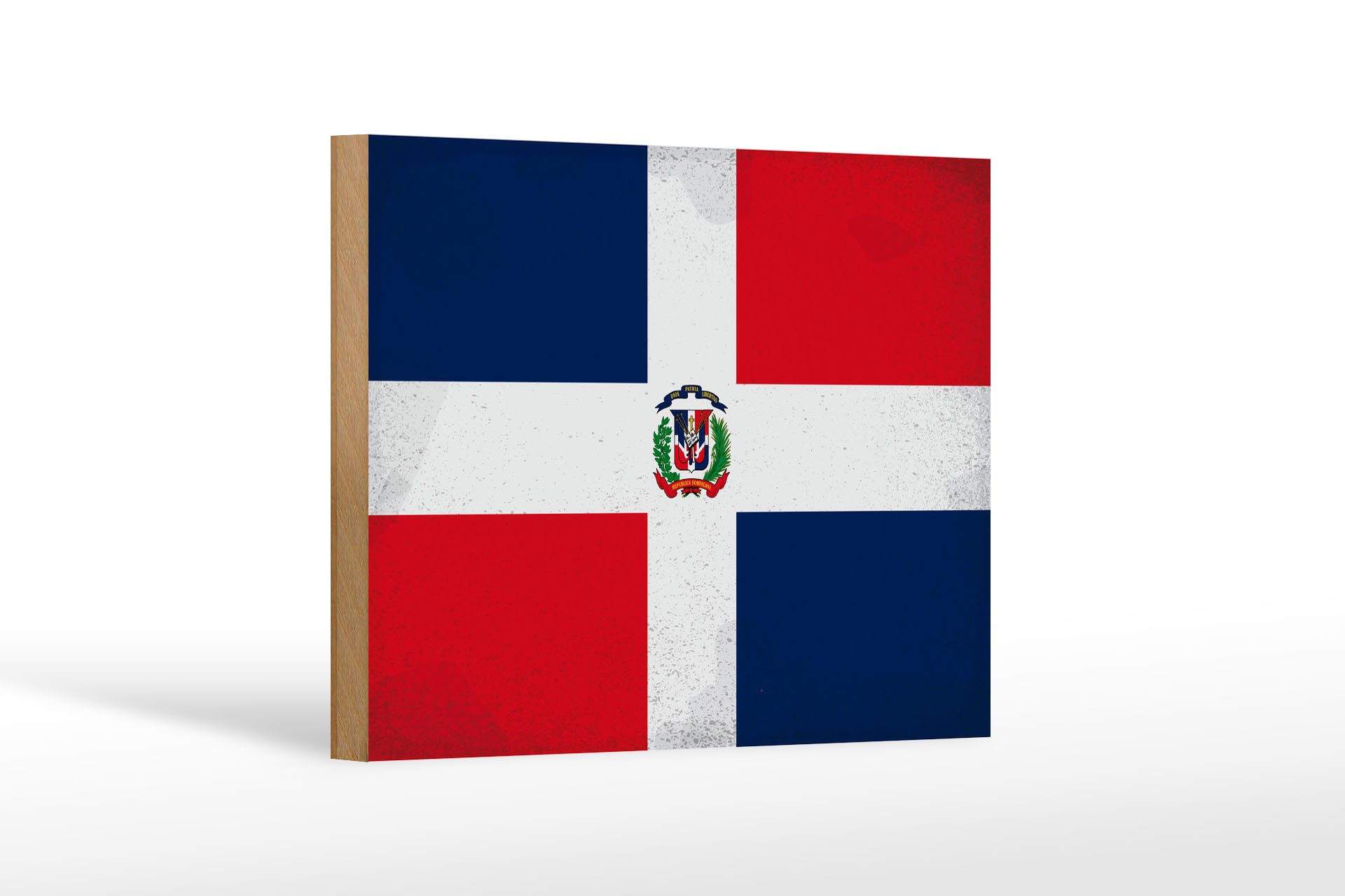 Femer GmbH Holzbild Flagge Dominikanische Republik 18x12 cm Vintage, Flaggen (1 St), Glatte Holzfaserplatte (MDF), vorn beschichtet