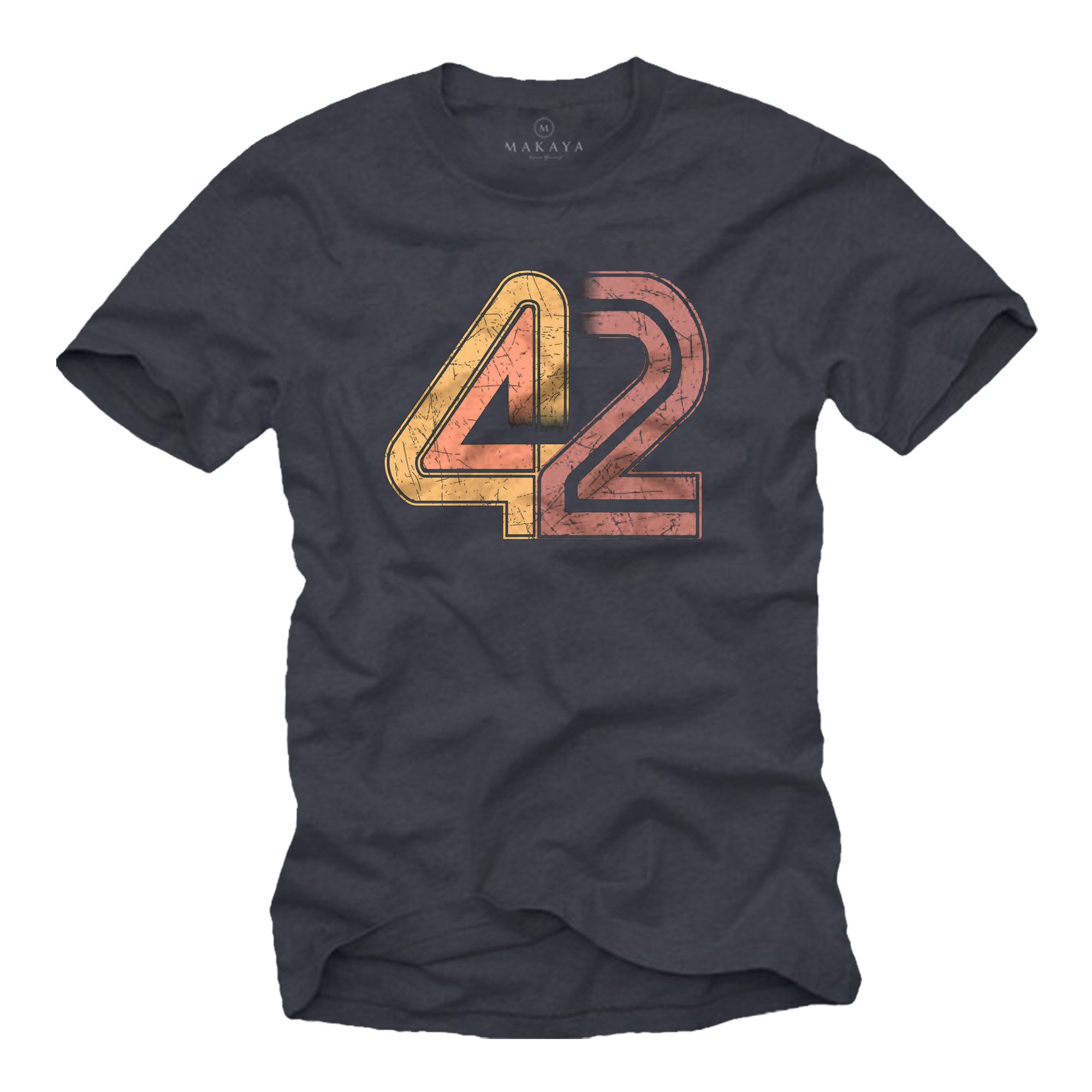 T-Shirt Kurzarm Herrenshirt mit Deep Thought KI – 42 Motiv Geschenkidee