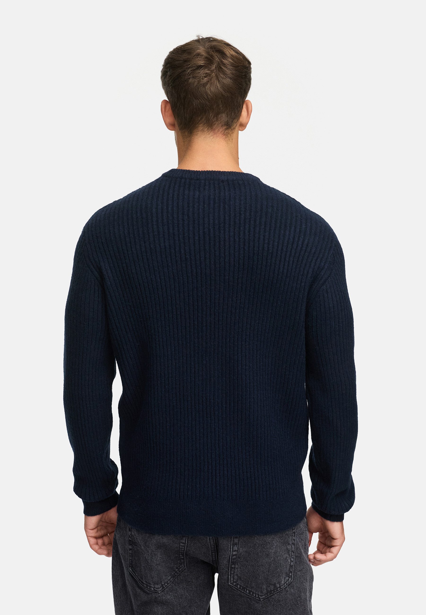 Indicode Strickpullover Herren INPeace O-Neck Pullover Herrenpullover mit Rundhalsausschnitt und klassischem Grobstrickmuster