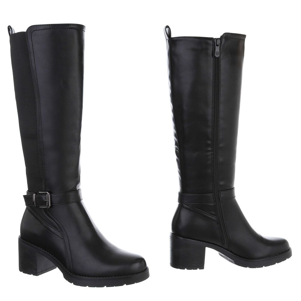 Ital-Design Damen Freizeit Stiefel (88577564) Blockabsatz Stiefel in Schwarz