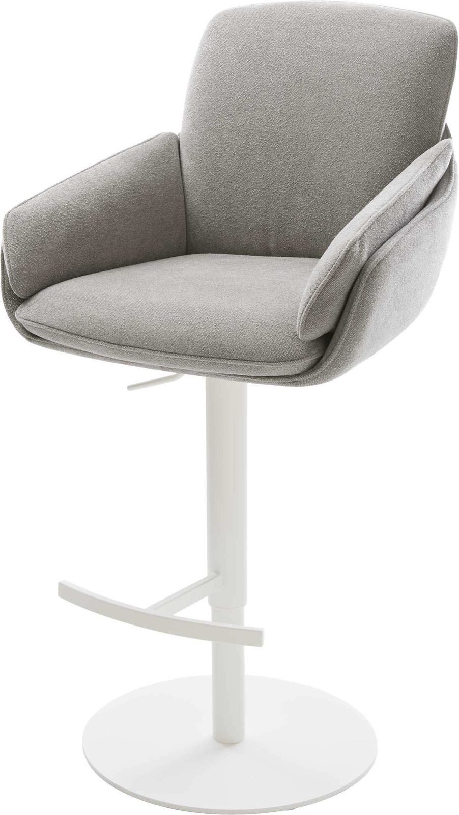 DELIFE Barhocker Luan-Flex, Drehfuß höhenverstellbar Metall Weiß Strukturstoff Soft Grau