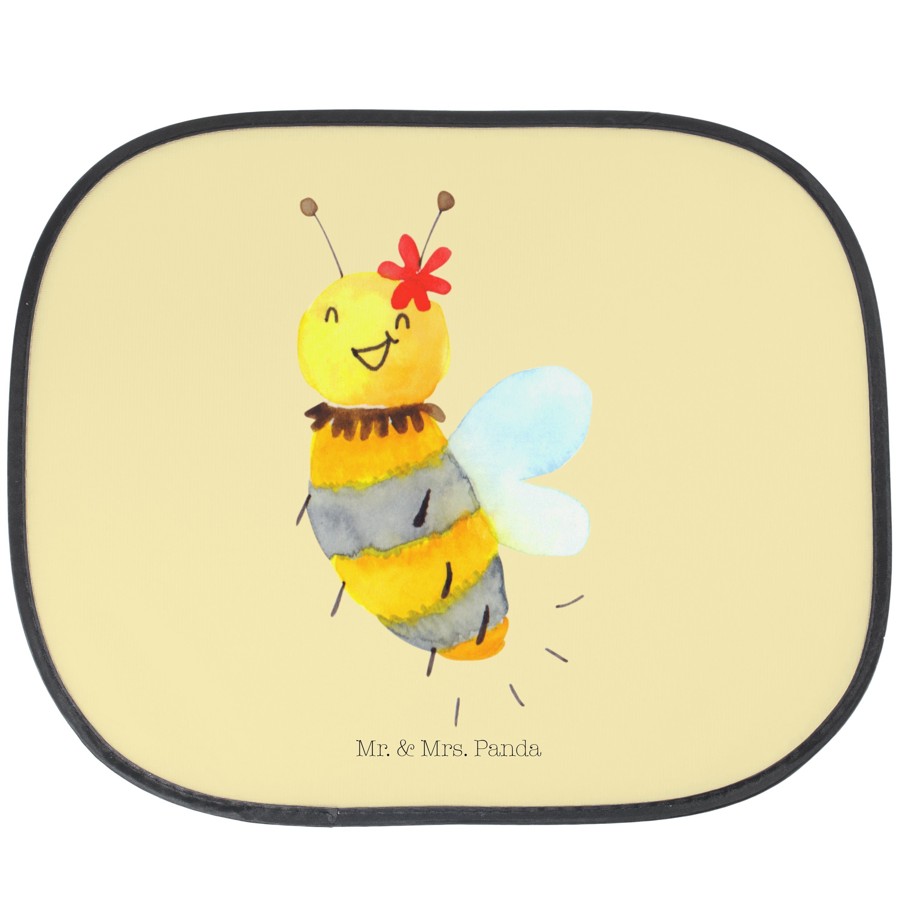 Sonnenschutz Biene Blume - Gelb Pastell - Geschenk, Auto Sonnenschutz, Sonnenblend, Mr. & Mrs. Panda, Seidenmatt