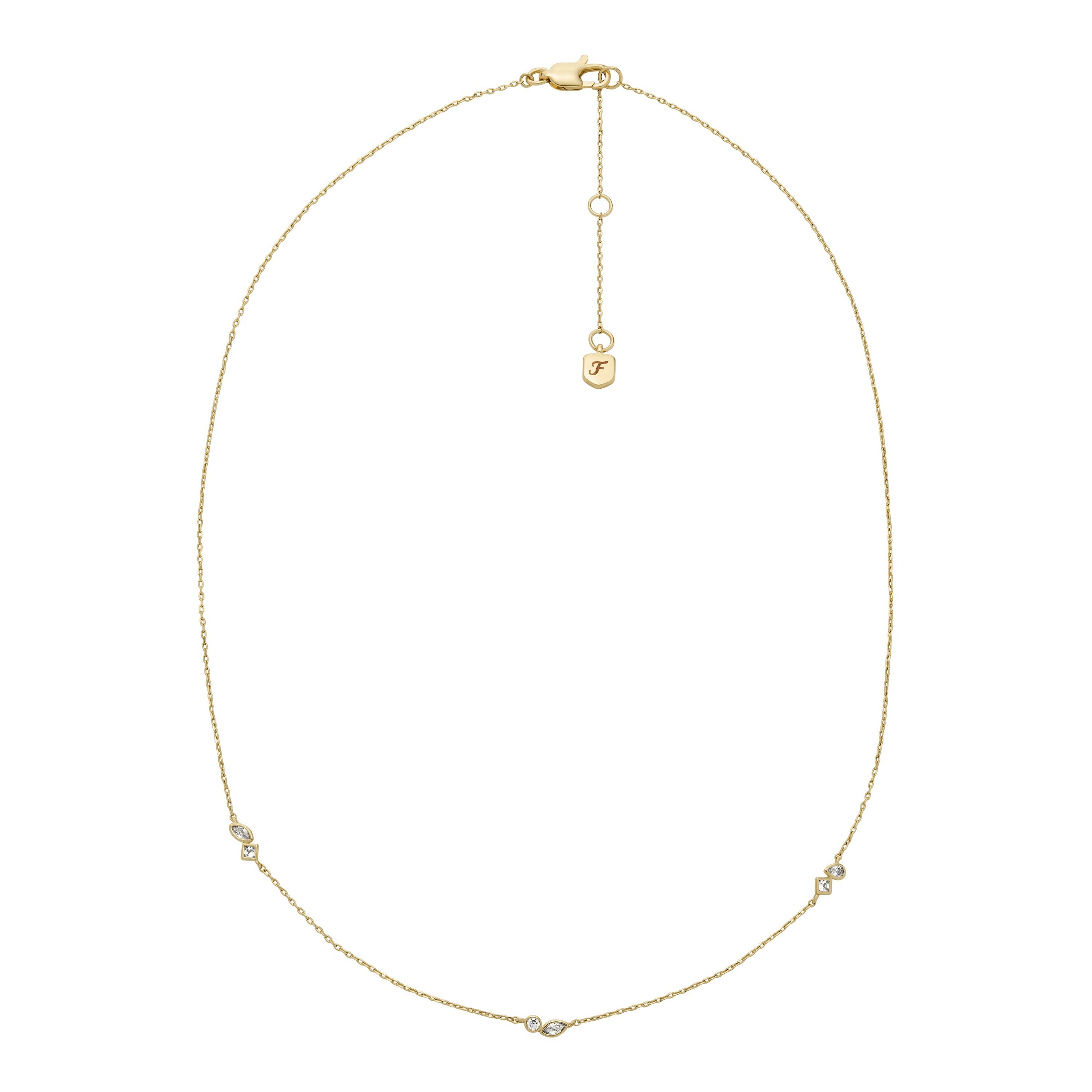 Fossil Kette ohne Anhänger Schmuck Geschenk Metall Halskette ELLIS, mit Zirkonia (synth) – Bild 3 von 5