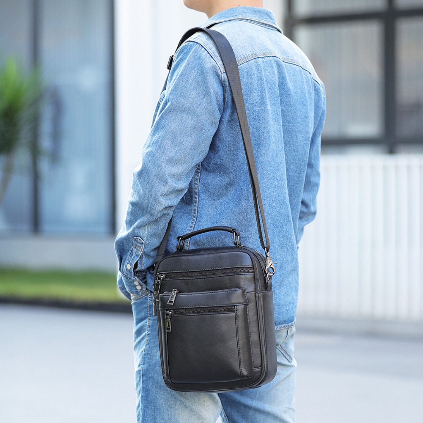 YUBRO-STUDIO Umhängetasche Herren Schultertasche Crossbody Leder günstig online kaufen