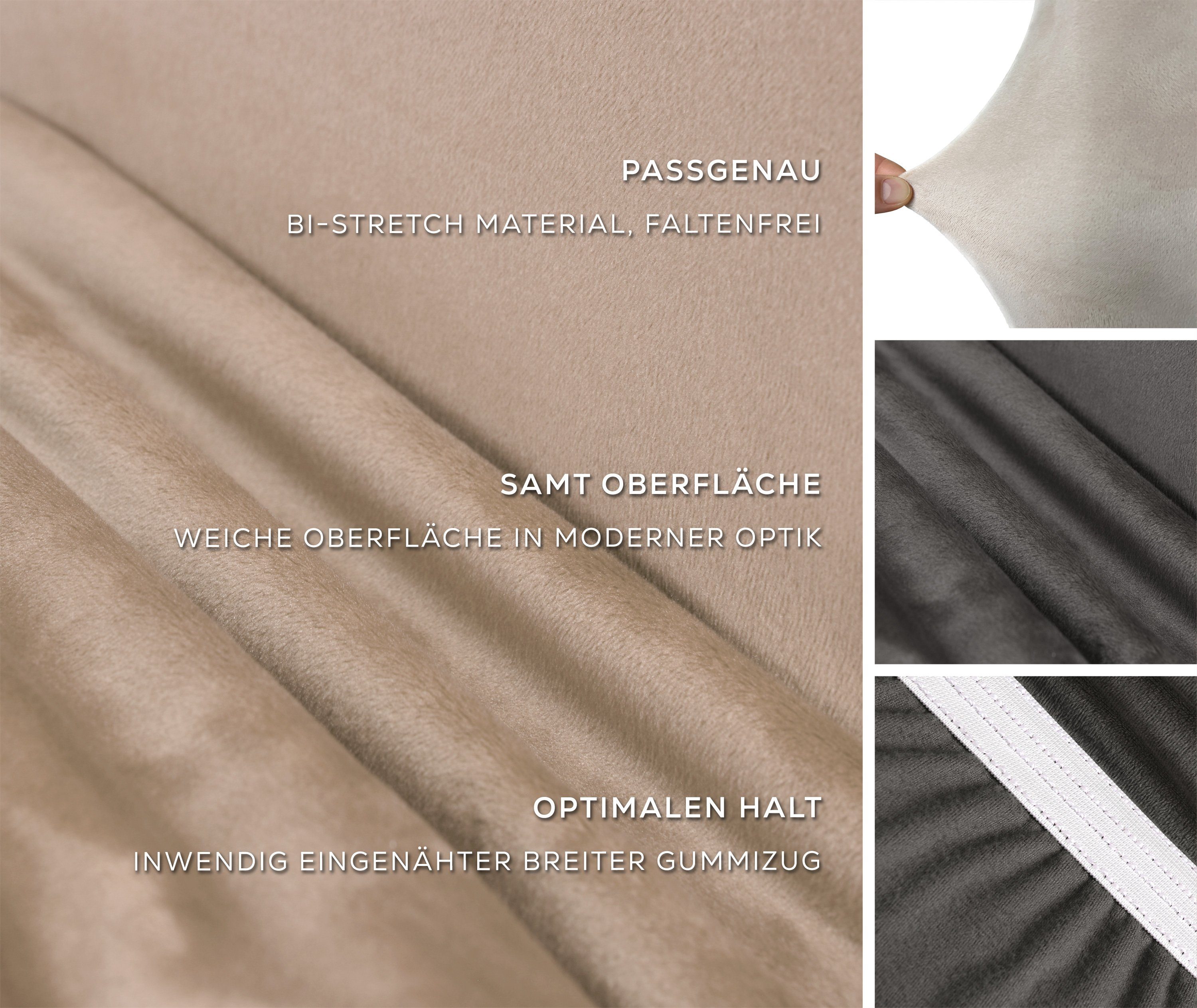 Beautex Stuhlhusse EVA Stuhlhusse Lang, elastische Uni Stretch-Husse Samt Mikrofaser – Bild 3 von 5