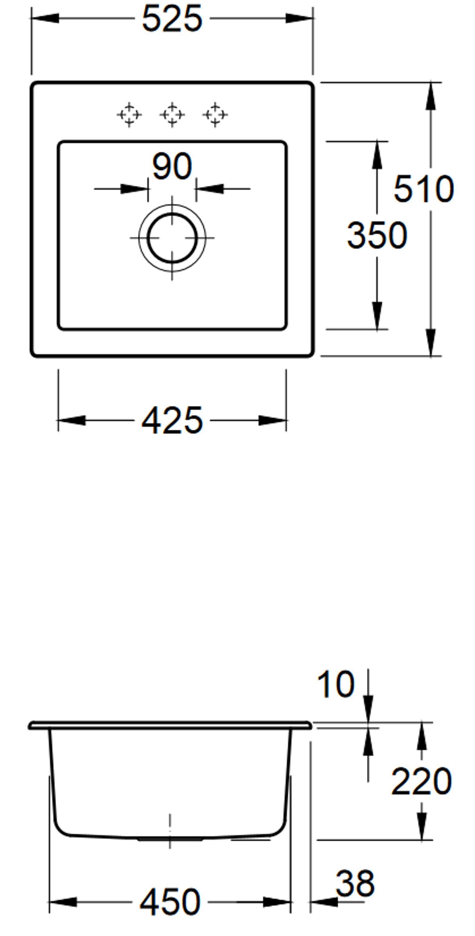 einsetzbar, 3315 cm, 01 52.5/22 Küchenspüle Dampfgarschalen Villeroy Boch Geschmacksmuster Rechteckig, geschützt Serie, Subway SM, &