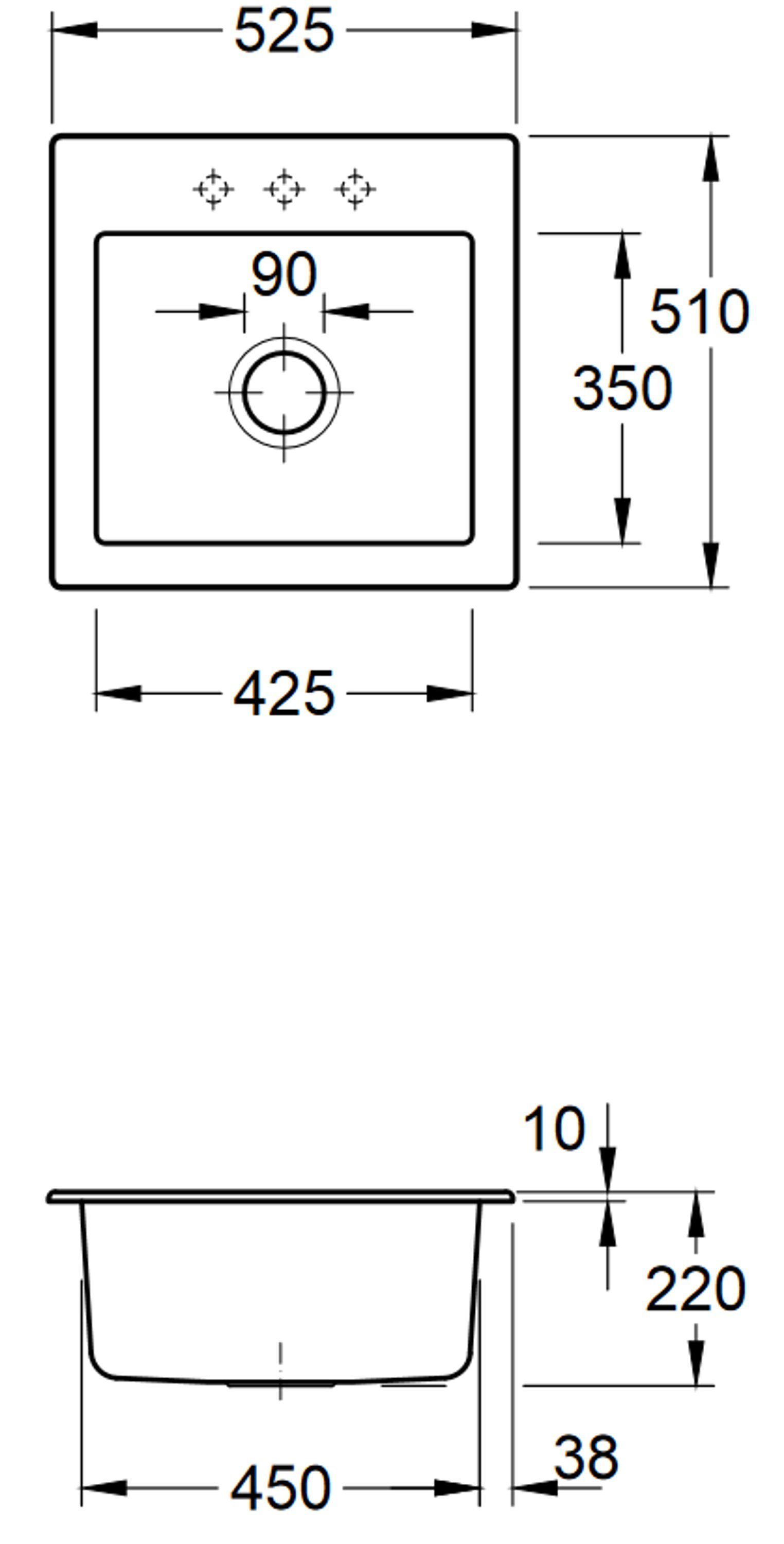 & 3315 cm, 02 Subway Geschmacksmuster AM, Dampfgarschalen Boch einsetzbar, Küchenspüle geschützt Serie, Rechteckig, Villeroy 52.5/22