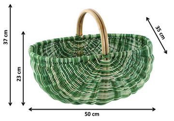 Kobolo Einkaufskorb Rattankorb in multicolor grün - 50x35x23 cm, 32 l