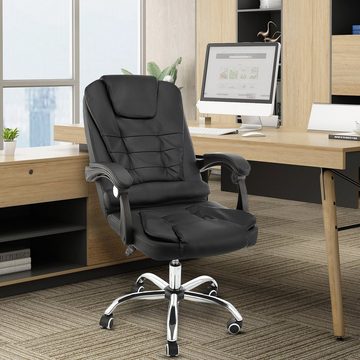 WILGOON Gaming-Stuhl Massagesessel Bürosessel Bürostuhl 2 Punkt Vibrations Massage, Schwarz, Höhenverstellbarer Drehstuhl mit Fußstütze & Massagefunktion
