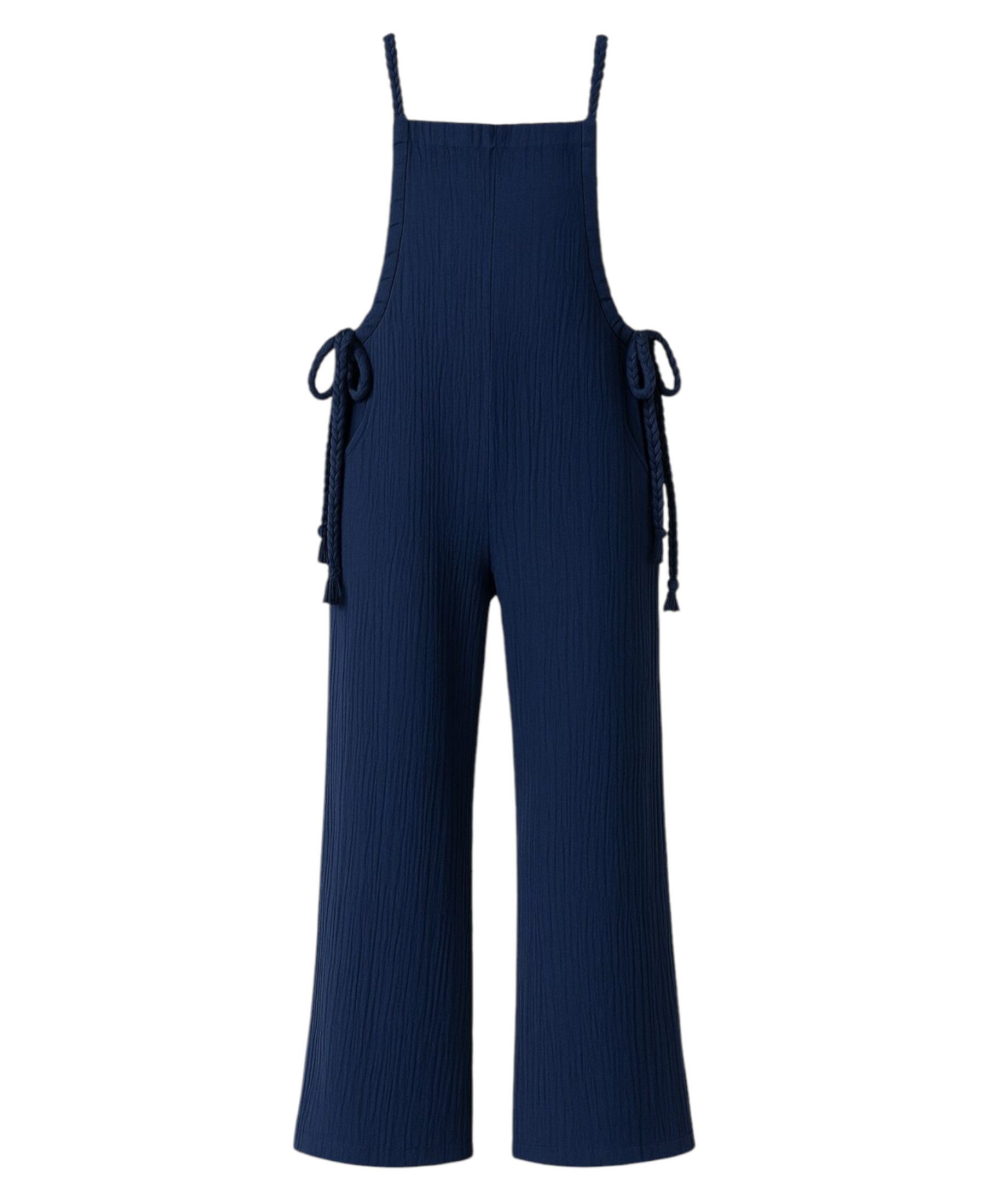 WENOR Overall Damen Jumpsuit Musselin mit Flechtträgern – locker & größenverstellbar