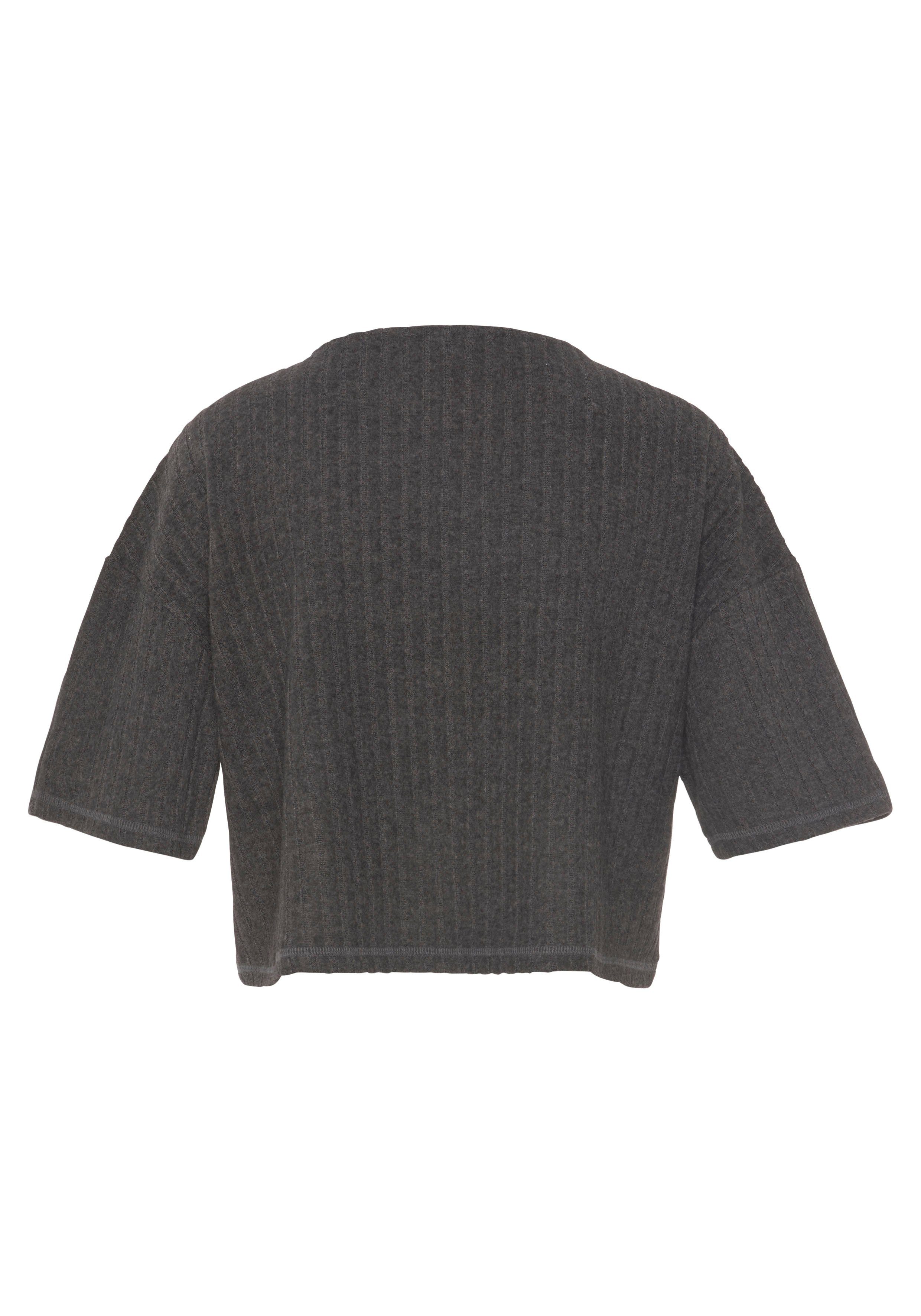 Loungewear -Loungeshirt Strick, aus weichem 3/4-Arm-Shirt anthrazit-melange LASCANA