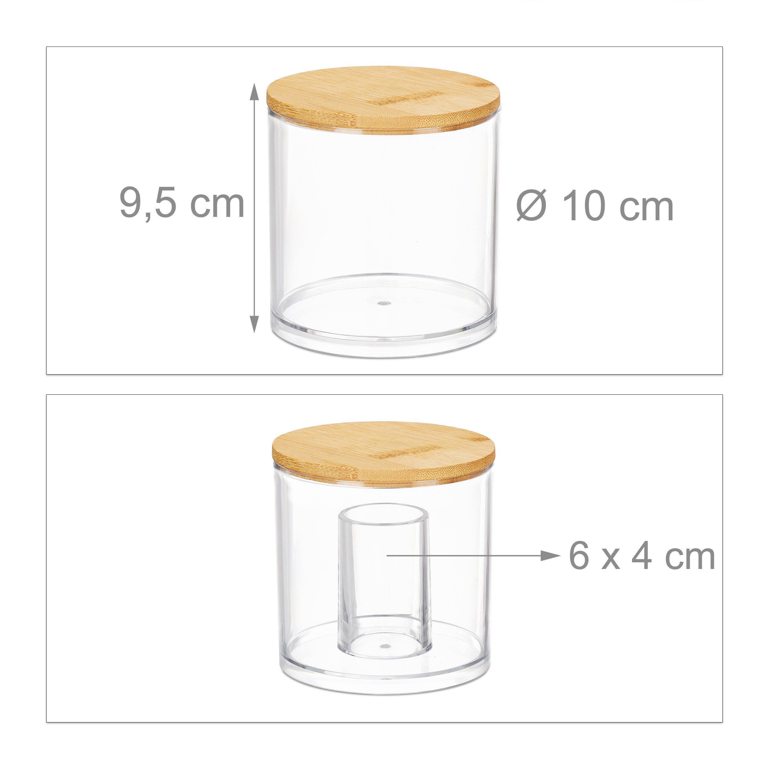 relaxdays Wattestäbchenspender Wattestäbchen Aufbewahrung 3er Set, (3-tlg), Farbmix 1 – Bild 4 von 5