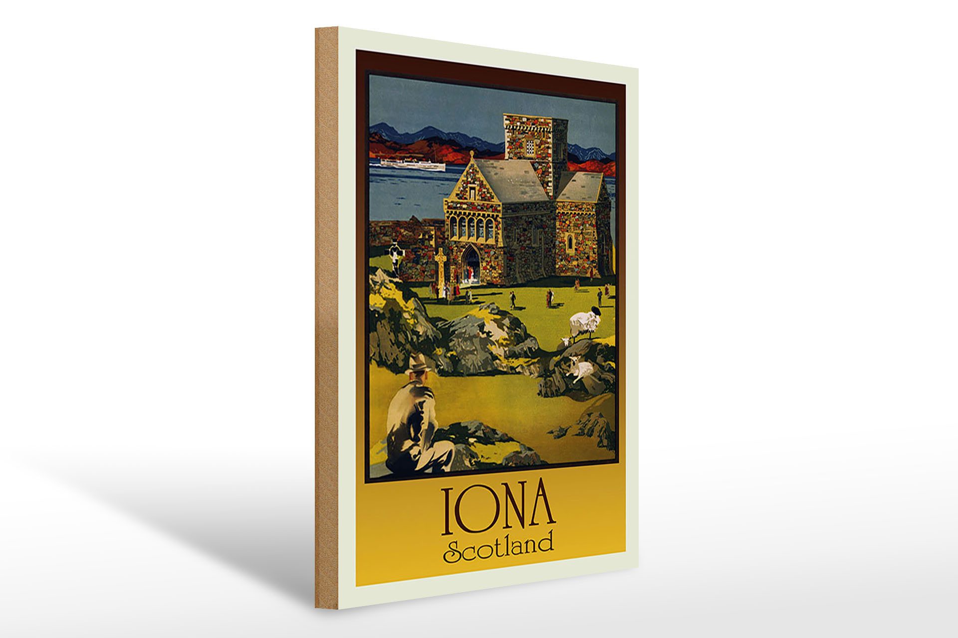 Femer GmbH Holzbild Reise 30x40 cm Iona Scotland Österreich malerisches Bild, (1 St), Glatte Holzfaserplatte (MDF), vorn beschichtet