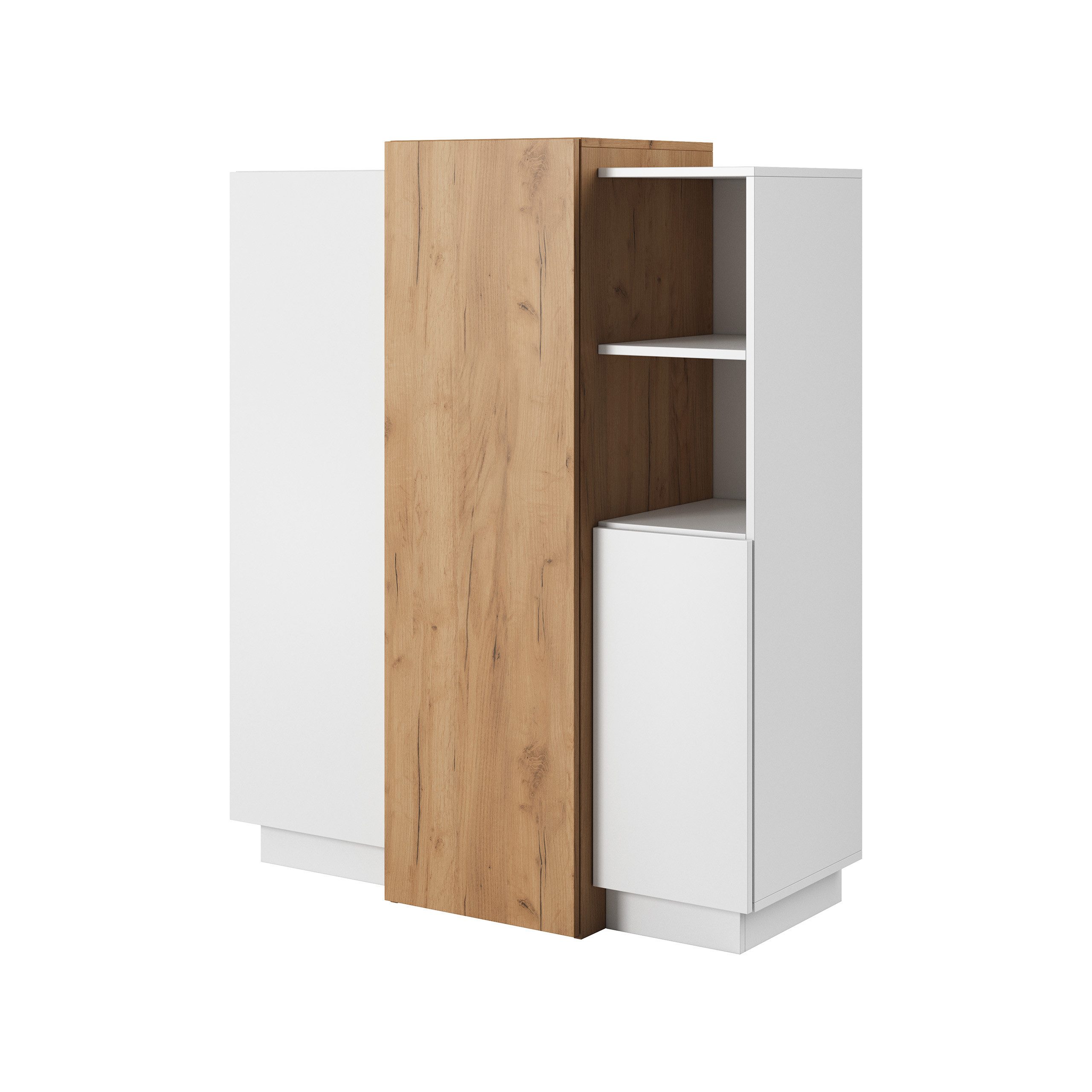 Masseno Kommode TRES 110 cm Sideboard mit 3 Türen Weiß