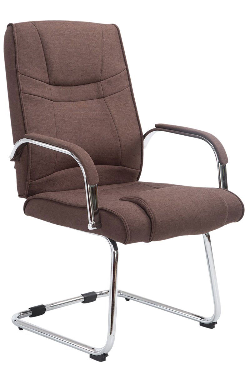 TPFLiving Besucherstuhl Athena mit hochwertig gepolsterter Sitzfläche - Konferenzstuhl (Küchenstuhl - Esszimmerstuhl - Wohnzimmerstuhl), Gestell: Metall chrom - Sitzfläche: Stoff braun