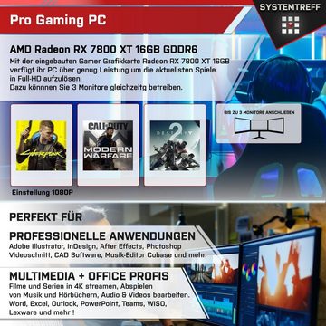 SYSTEMTREFF Gaming-PC-Komplettsystem (24", AMD Ryzen 7 5700X3D, Radeon RX 7800 XT, 32 GB RAM, 1000 GB SSD, Windows 11, WLAN)