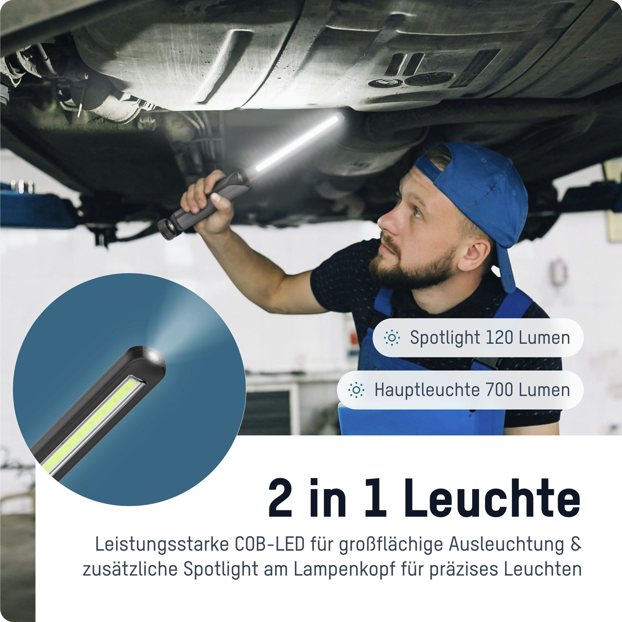 ANSMANN AG LED Arbeitsleuchte Profi-Arbeitsleuchte, wiederaufladbar, inkl. Magnet, robust