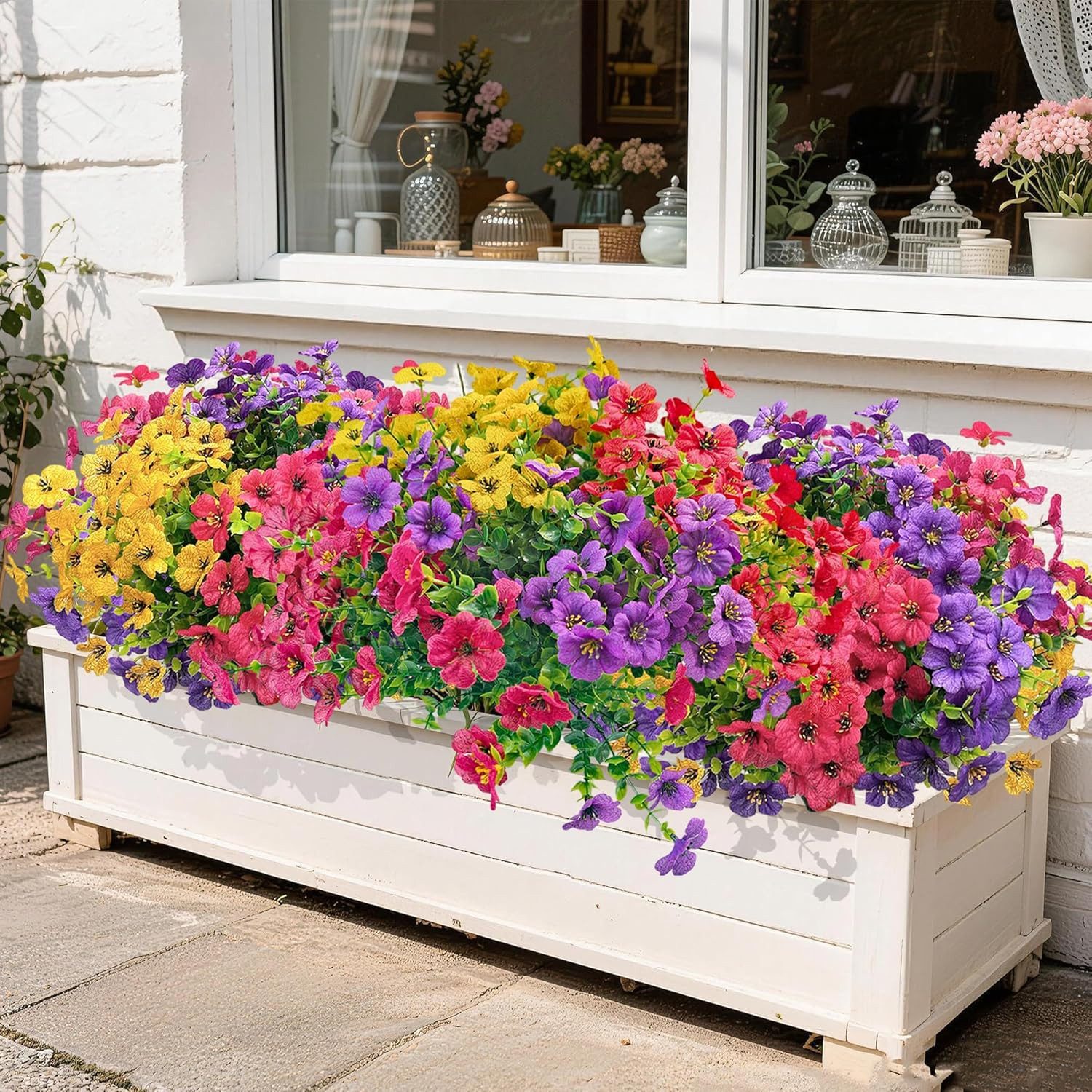 Kunstblume 12 Bündel Frühling Künstlicher Blumenstrauß Outdoor Balkonpflanzen, Agger, Für Innen Außen Balkonkasten Außenbereich – Bild 4 von 5